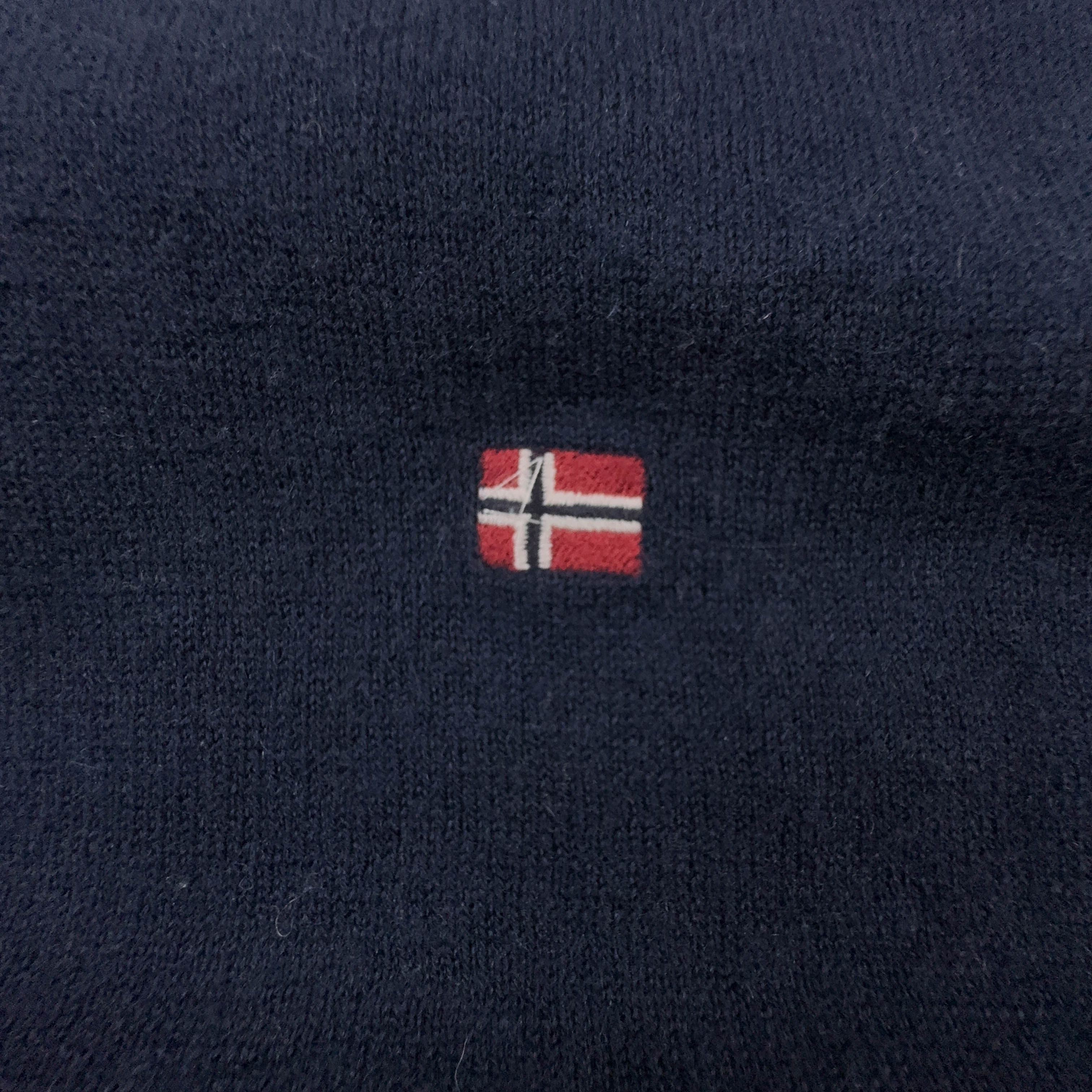 Maglione Napapijri blu scuro a girocollo 100% lana merino - Taglia M uomo