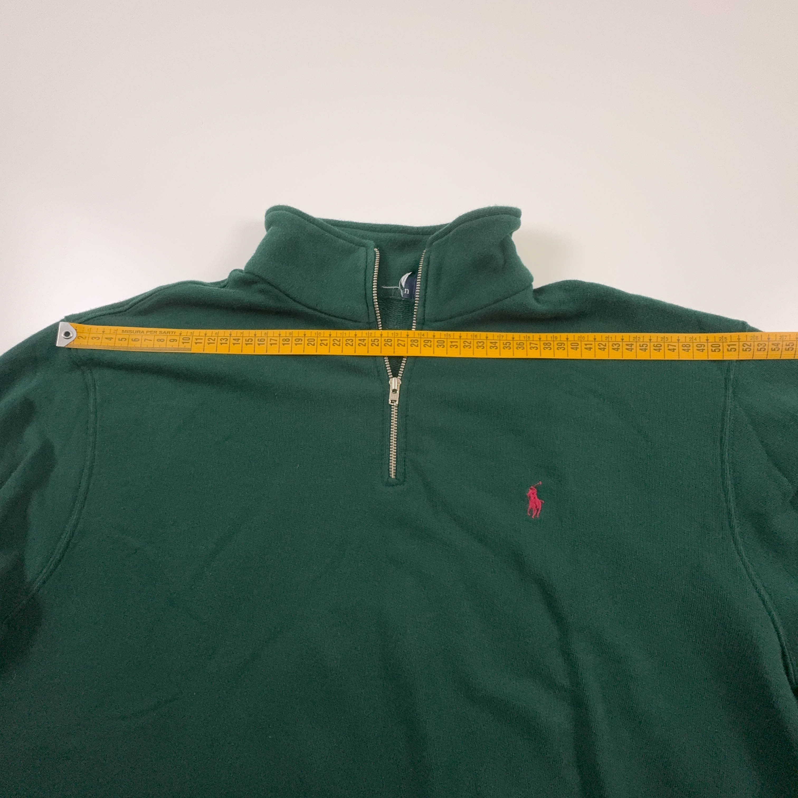 Maglione Ralph Lauren verde quarter zip 82% cotone - Taglia M uomo