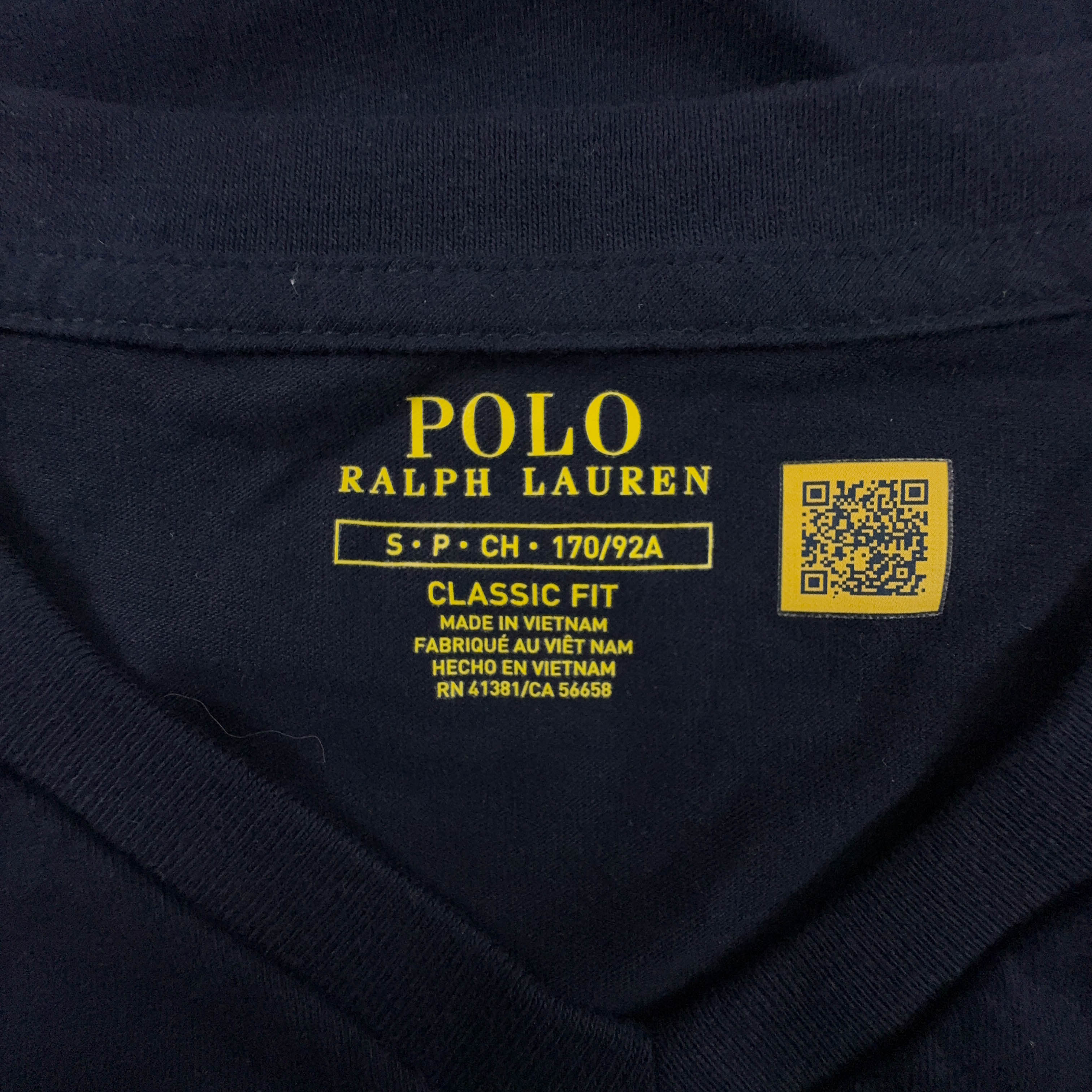 Ralph Lauren Dark Blue Cotton V-Neck T-Shirt - Men's Size S