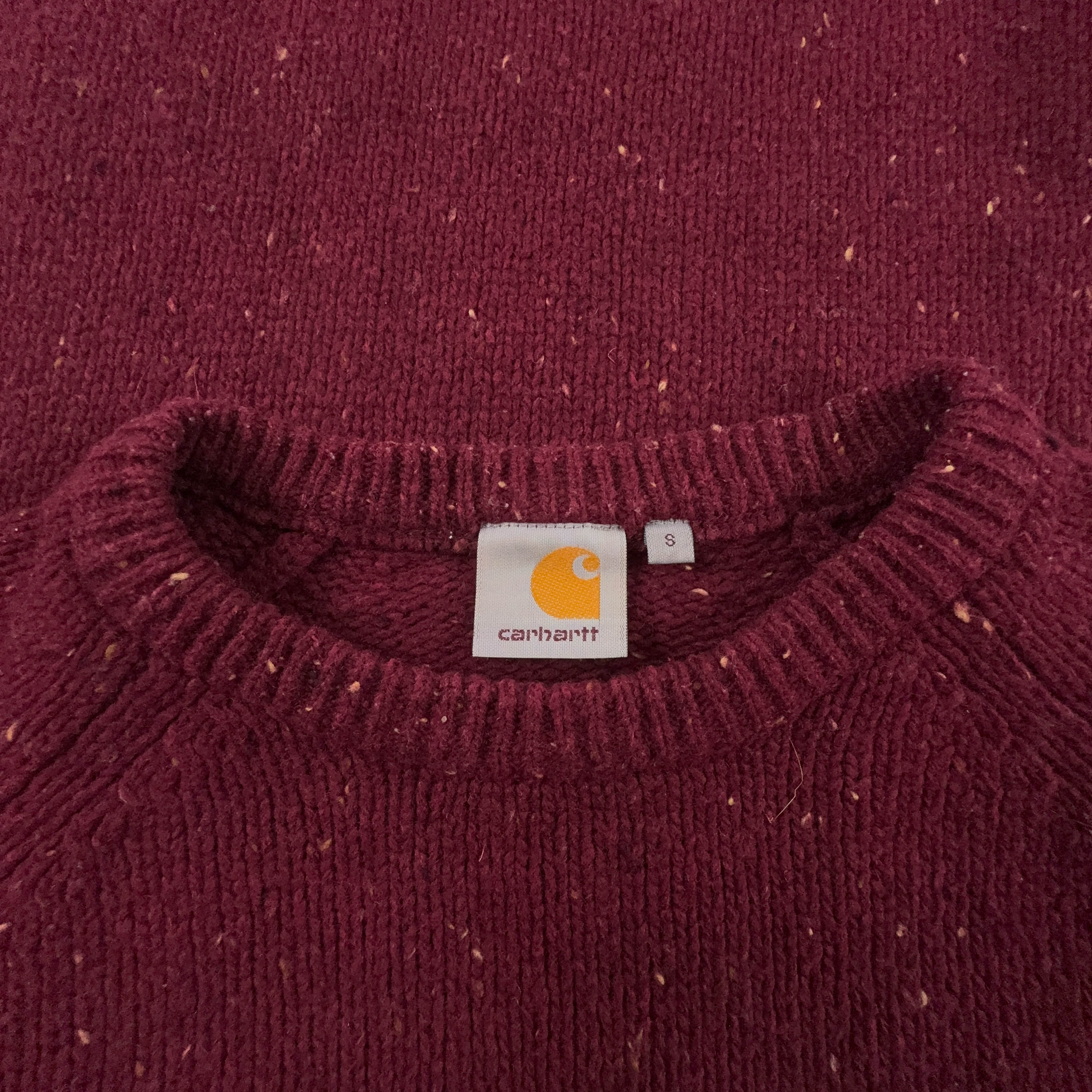 Maglione Carhartt bordeaux a girocollo 78% lana d'agnello - Taglia S/M uomo