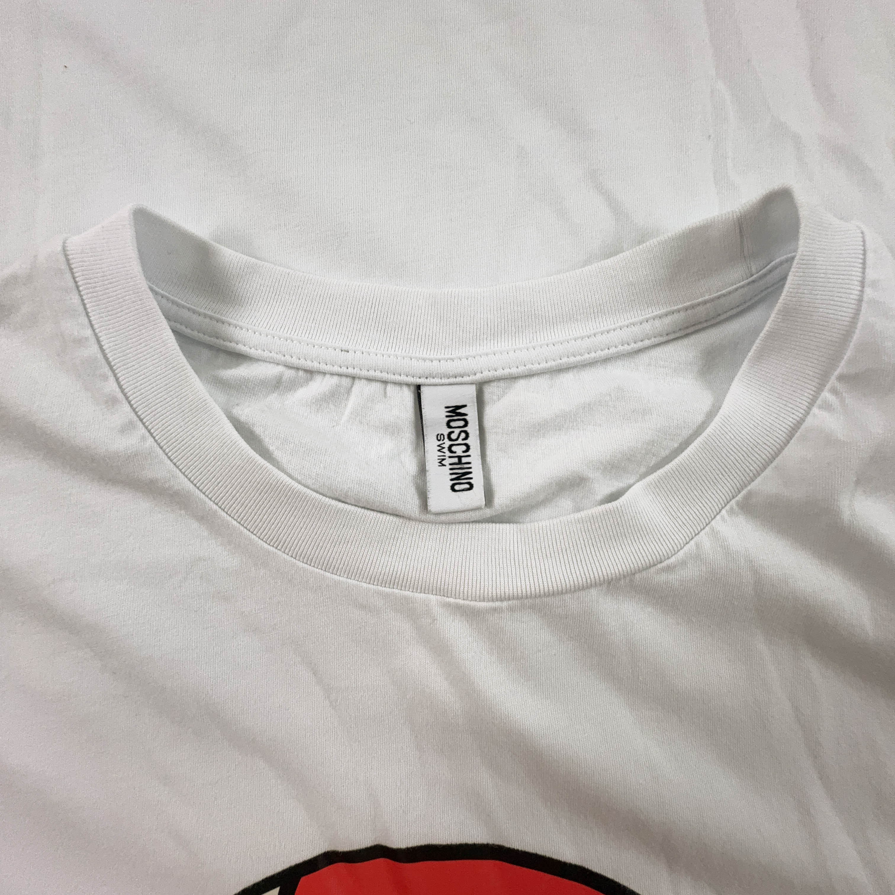 Moschino White Cotton T-Shirt with Print - Men's Size XXL