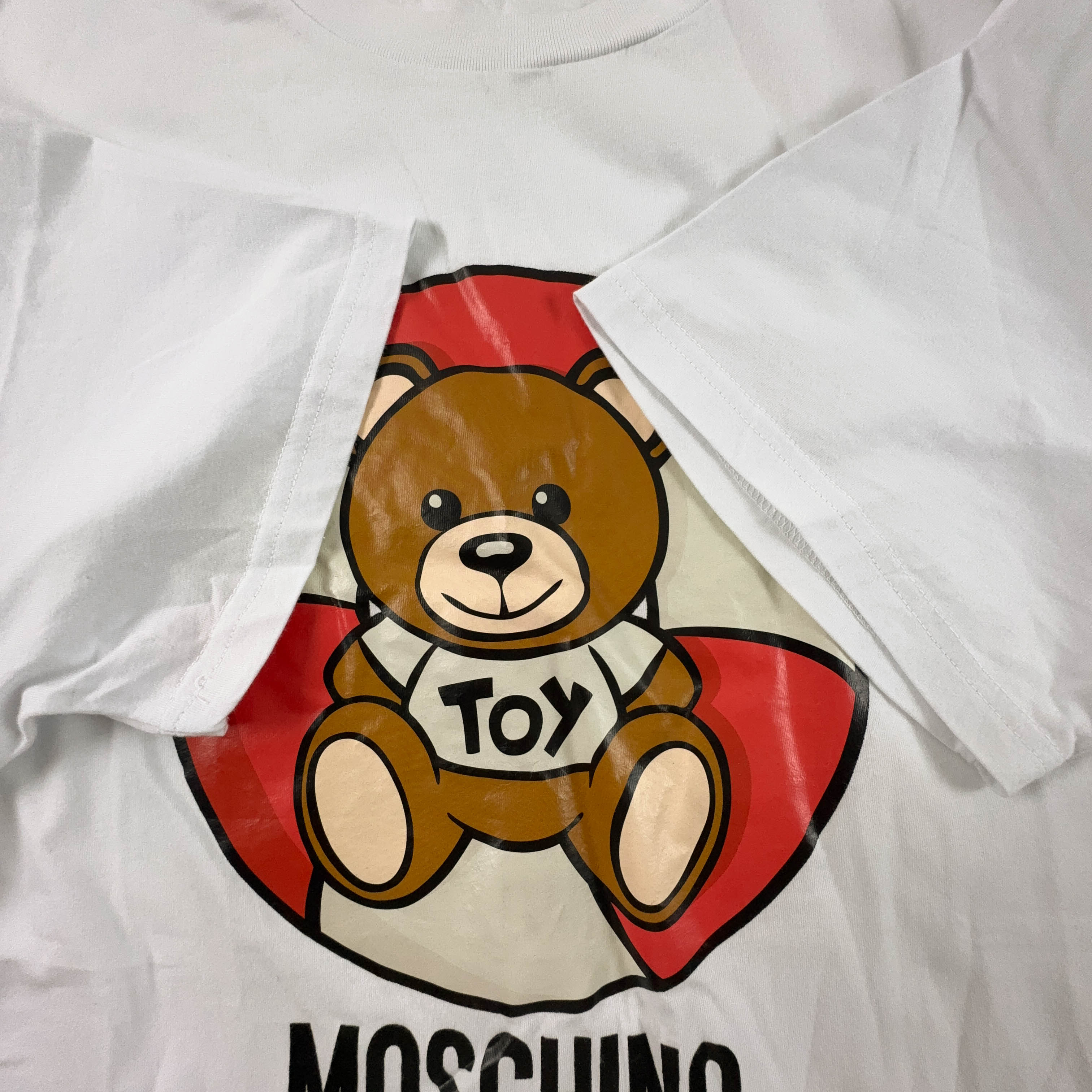 Moschino White Cotton T-Shirt with Print - Men's Size XXL