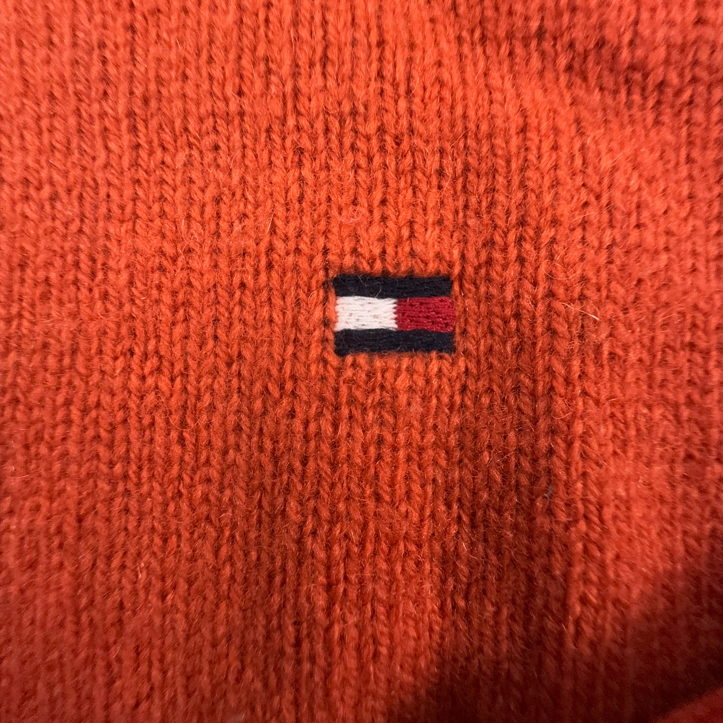 Maglione Tommy Hilfiger arancione a girocollo 100% lana d'agnello - Taglia S/M uomo