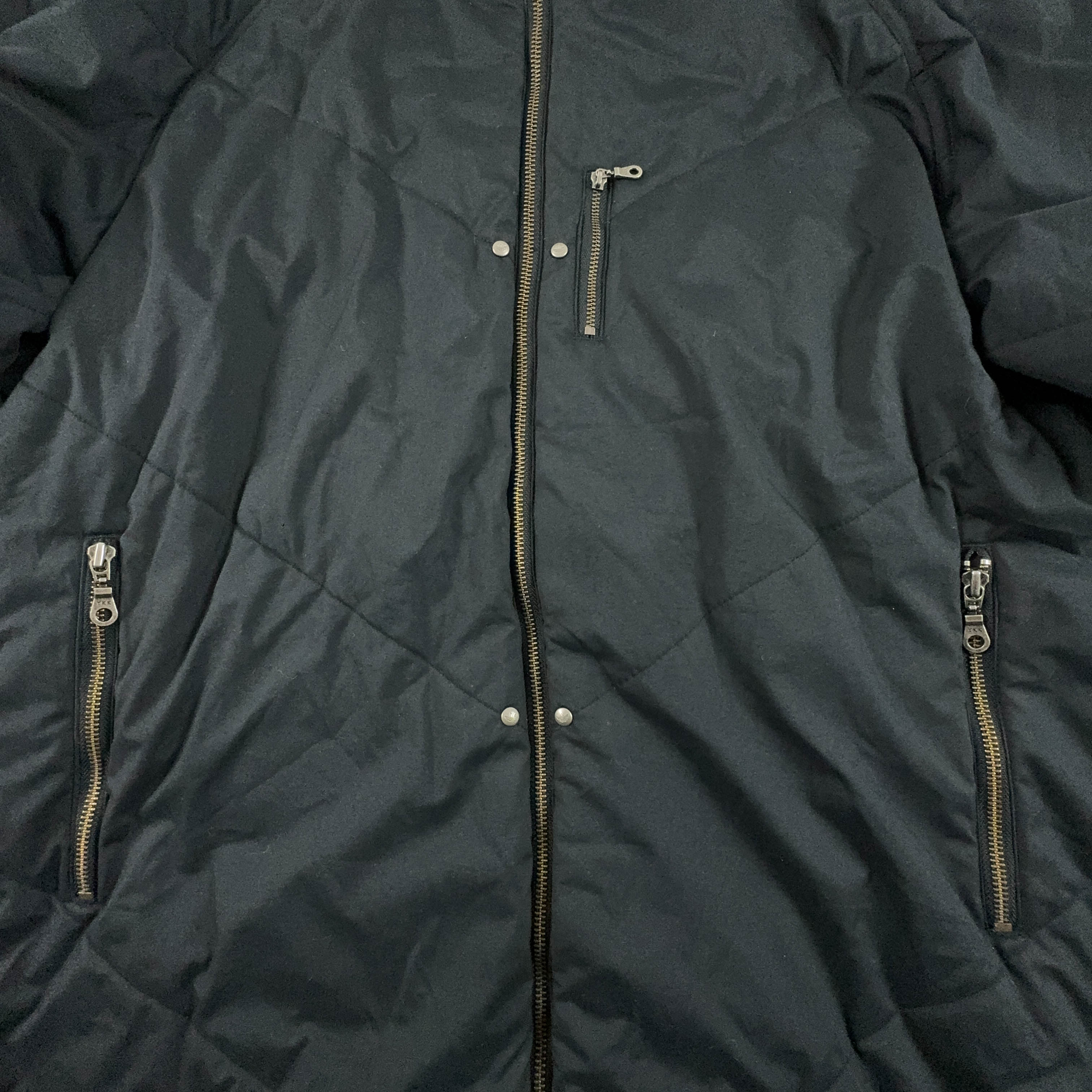 Giubbotto Adidas Vintage nero anni 2000 lungo con zip e cappuccio - Taglia M/L uomo