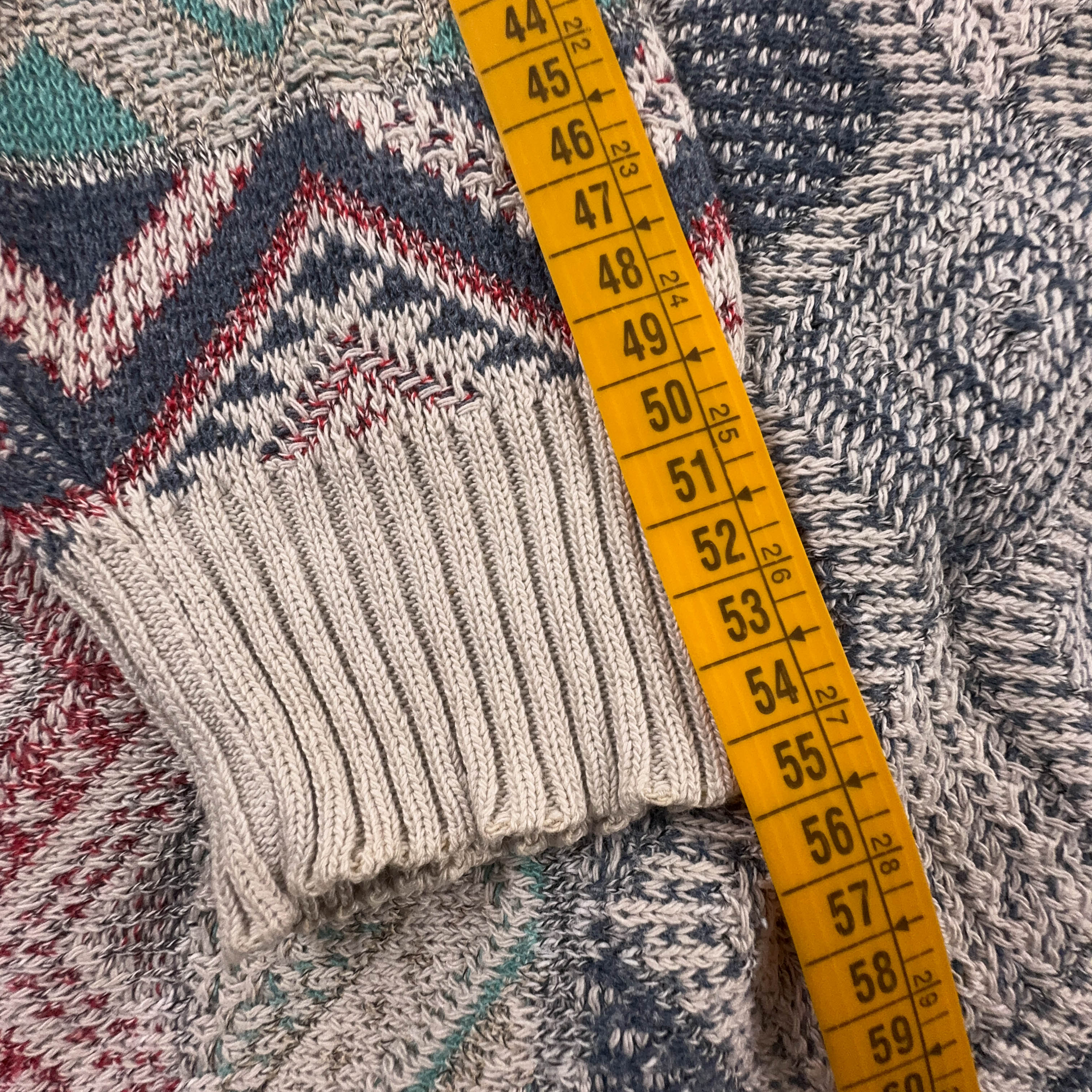 Maglione Vintage multicolore geometrico con bottoni anni 80 90 - Taglia 48/50 uomo