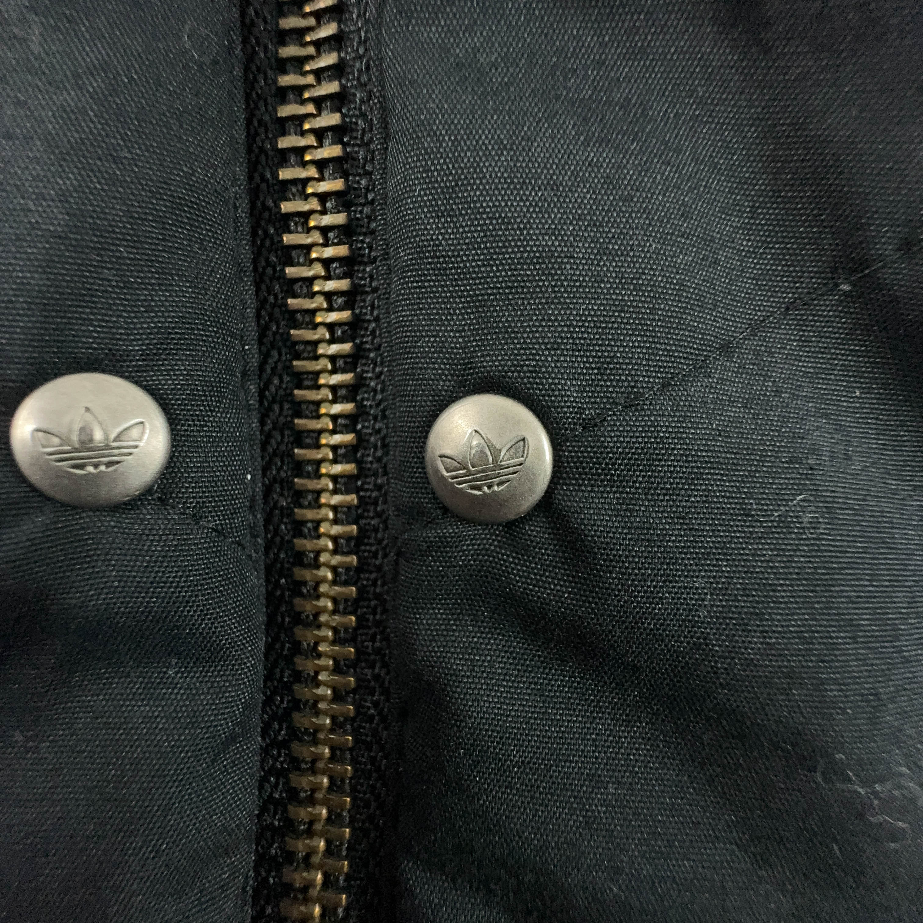 Giubbotto Adidas Vintage nero anni 2000 lungo con zip e cappuccio - Taglia M/L uomo