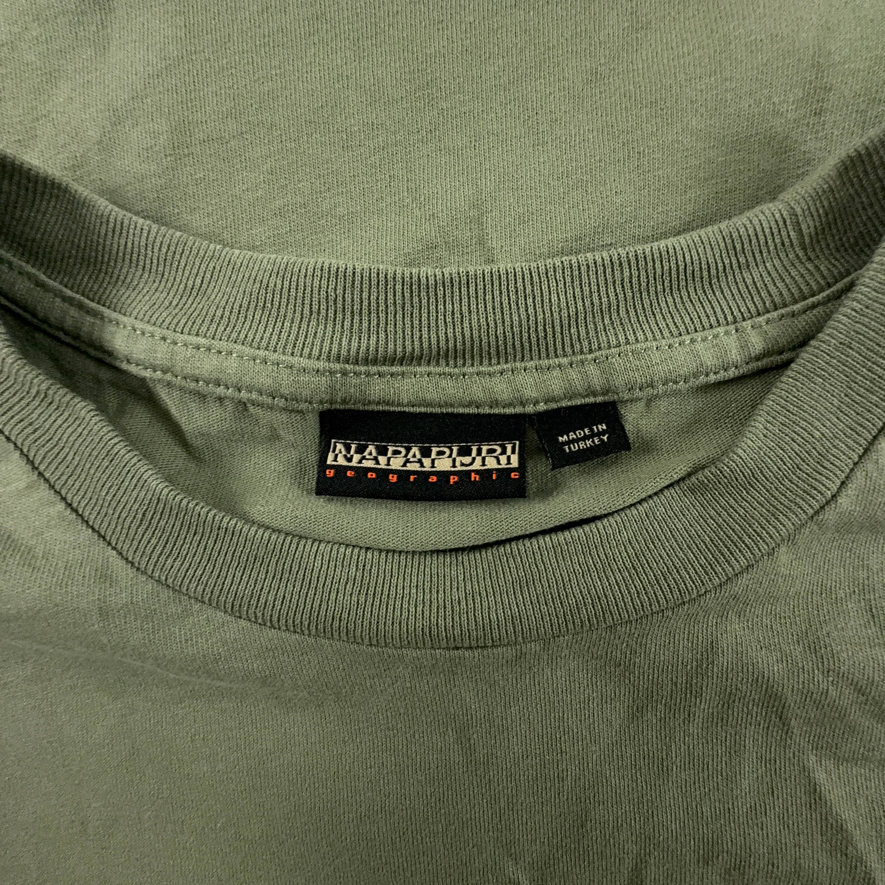 Napapijri Green Cotton T-Shirt with Print - Men's Size M/L