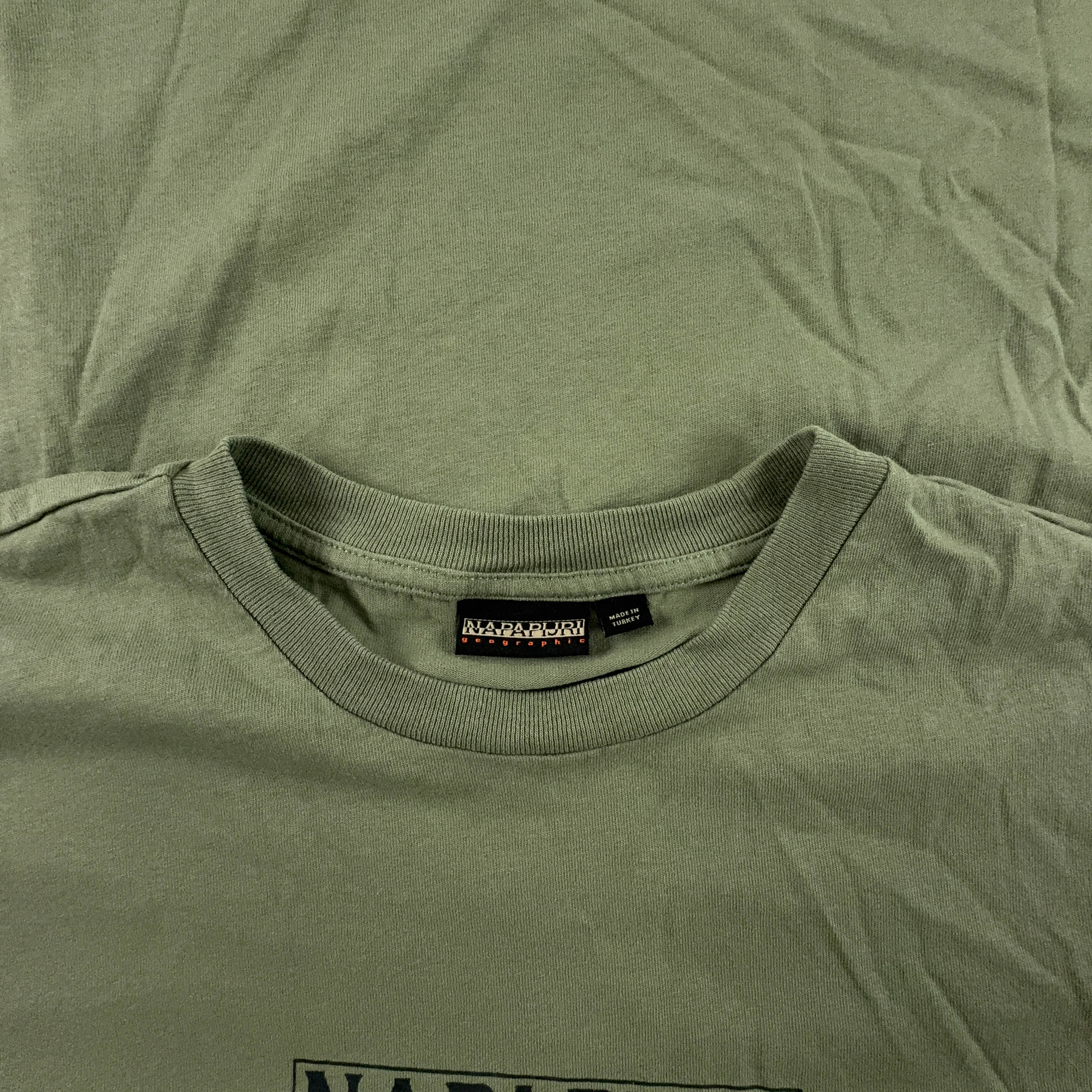 Napapijri Green Cotton T-Shirt with Print - Men's Size M/L