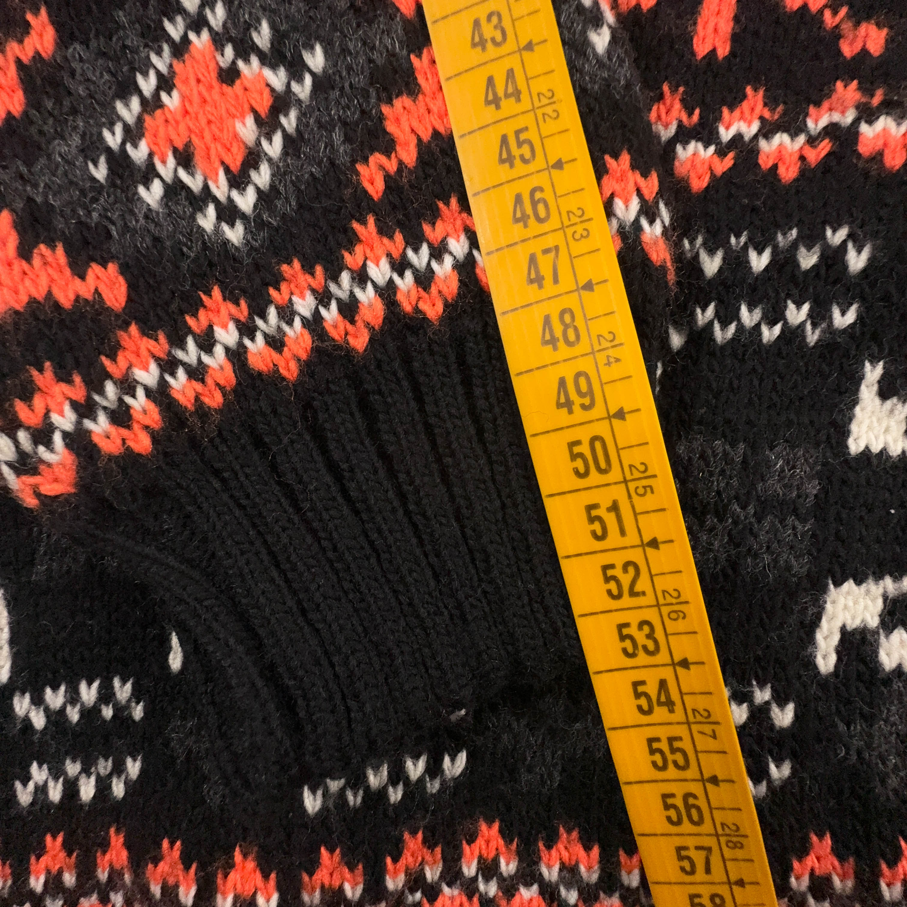 Maglione Vintage nero e arancione geometrico 50% lana anni 80 90 - Taglia L/XL uomo