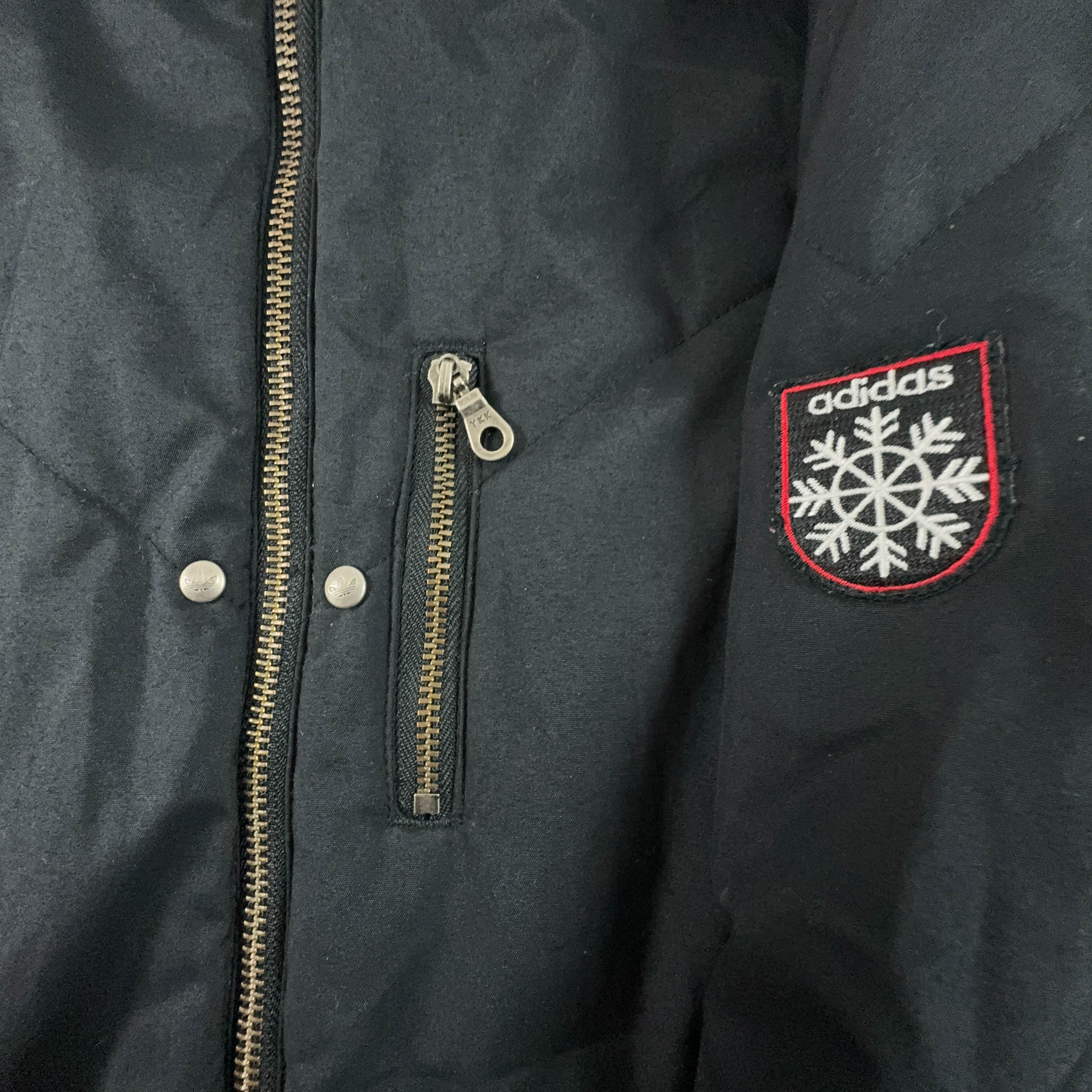 Giubbotto Adidas Vintage nero anni 2000 lungo con zip e cappuccio - Taglia M/L uomo