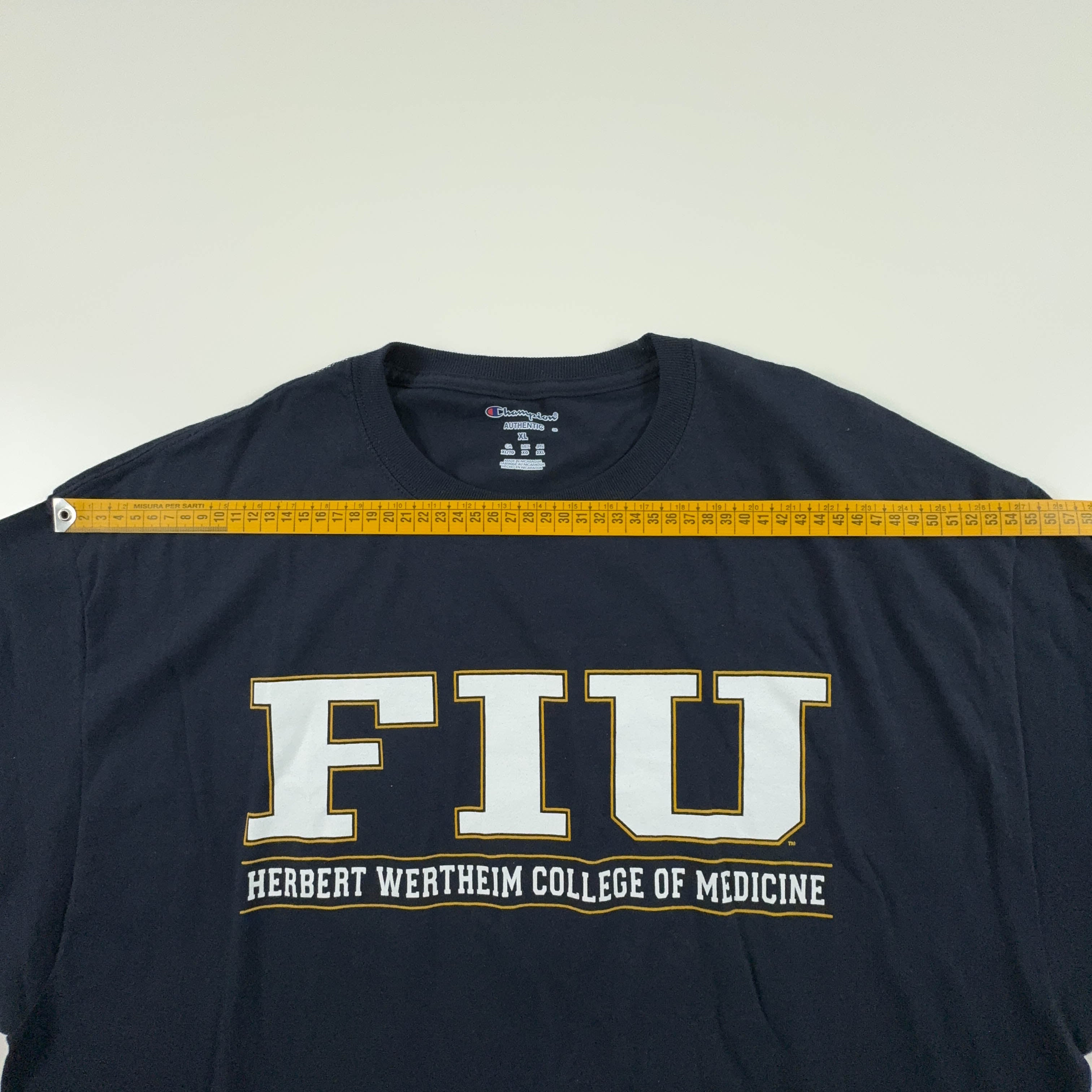 Champion Dark Blue Cotton T-Shirt with College Print - Men's Size XL