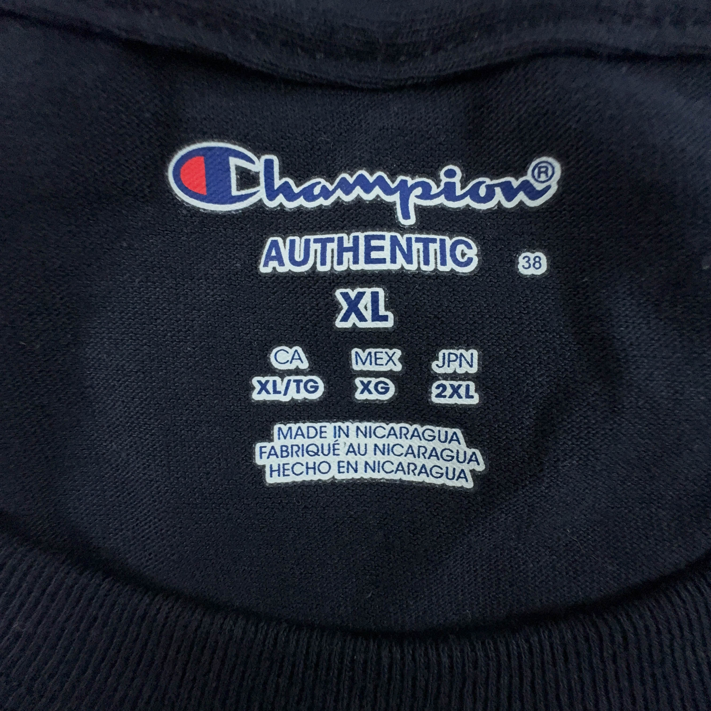 Champion Dark Blue Cotton T-Shirt with College Print - Men's Size XL