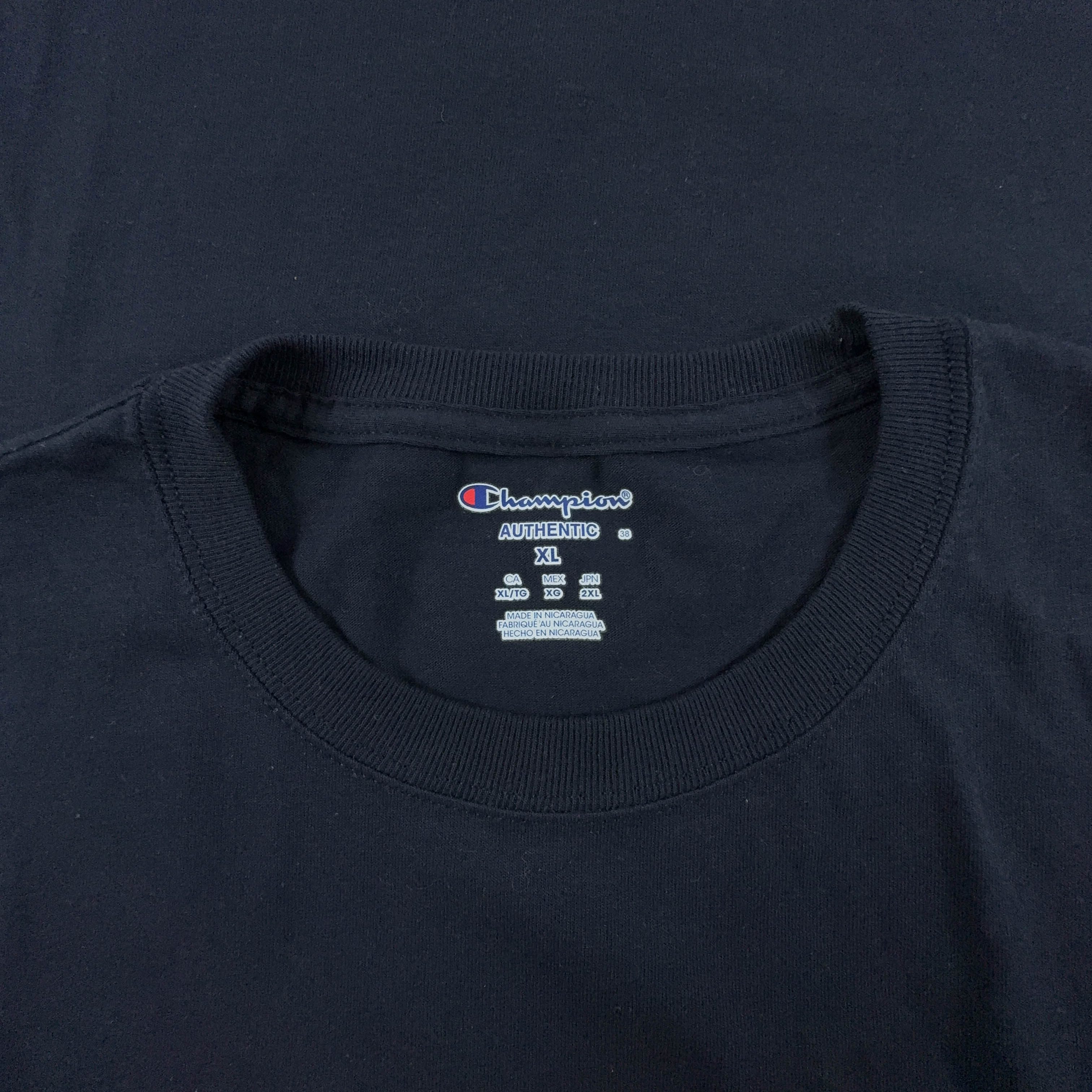 Champion Dark Blue Cotton T-Shirt with College Print - Men's Size XL