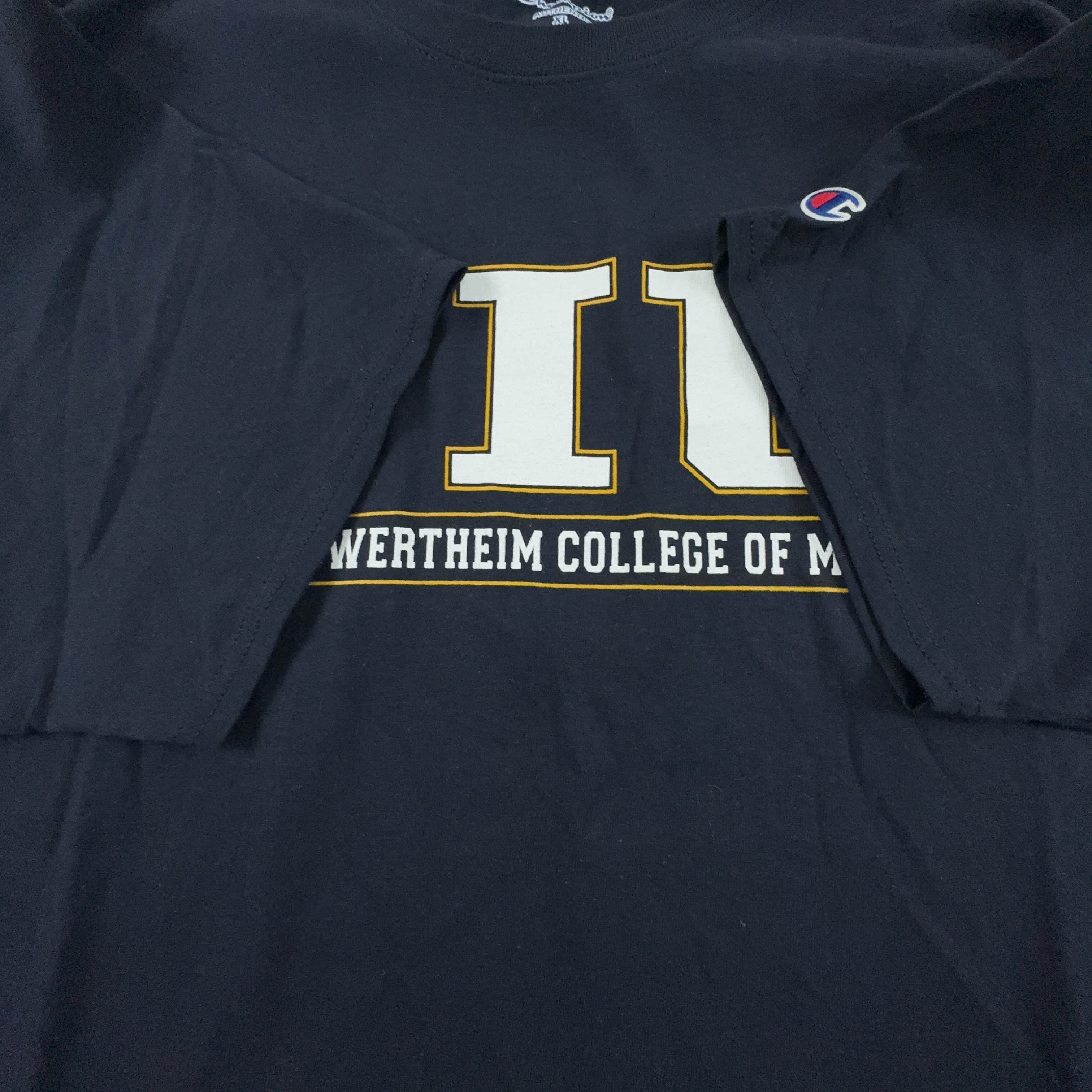 Champion Dark Blue Cotton T-Shirt with College Print - Men's Size XL