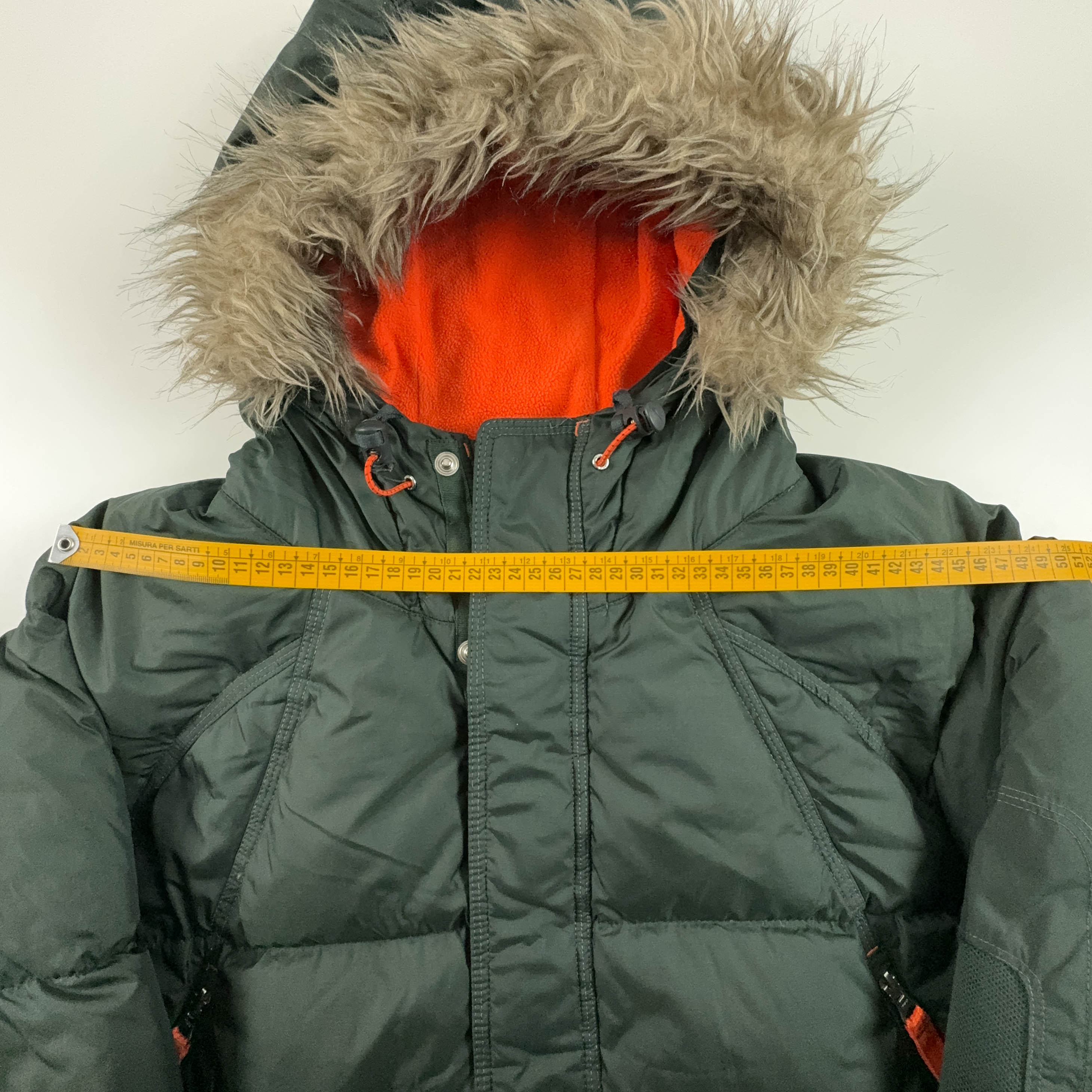 Giubbotto Nike Vintage anni 00 verde con dettagli arancioni e cappuccio - Taglia XL 188 uomo