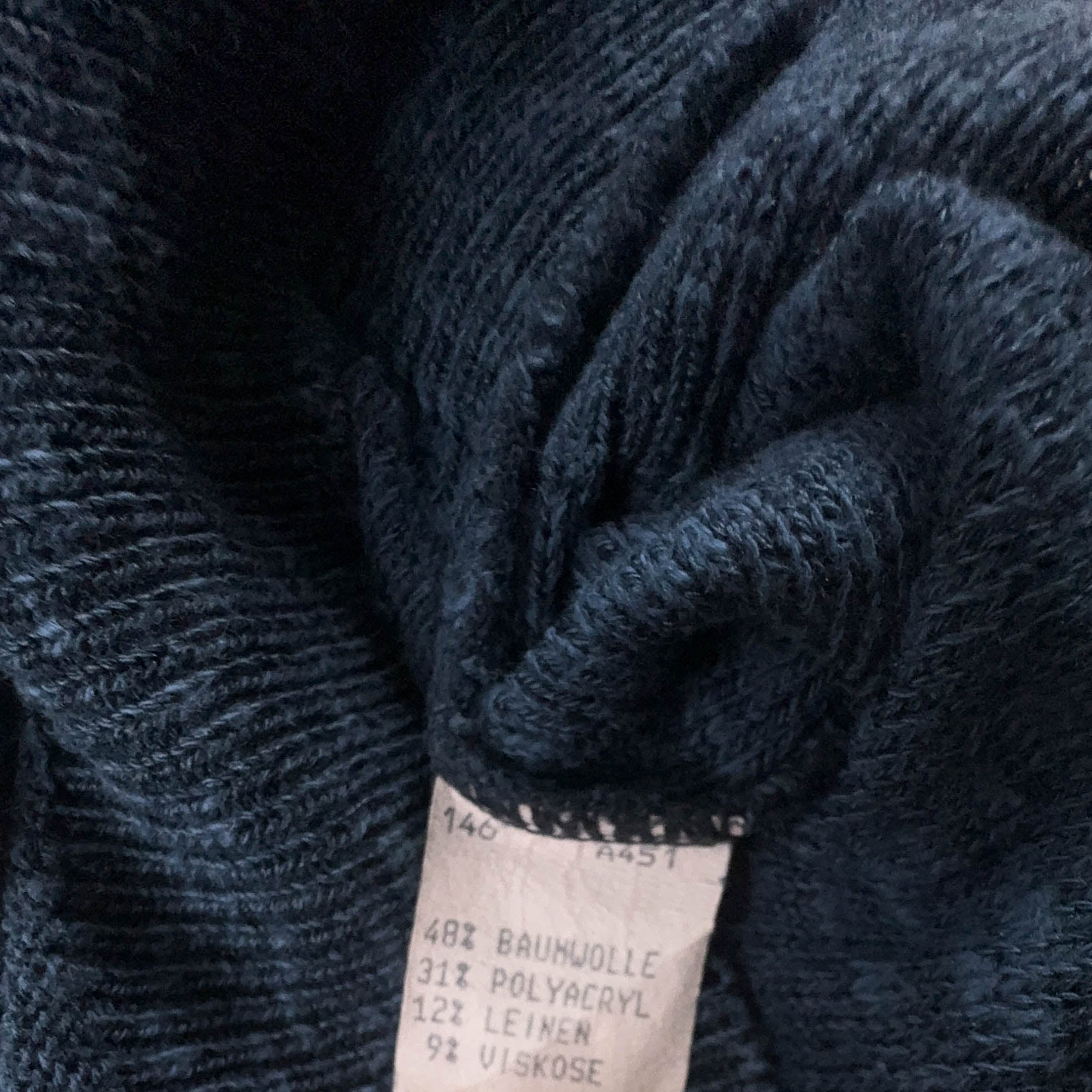 Maglione Vintage verde e blu a righe girocollo 12% lino anni 80 90 - Taglia L/XL uomo