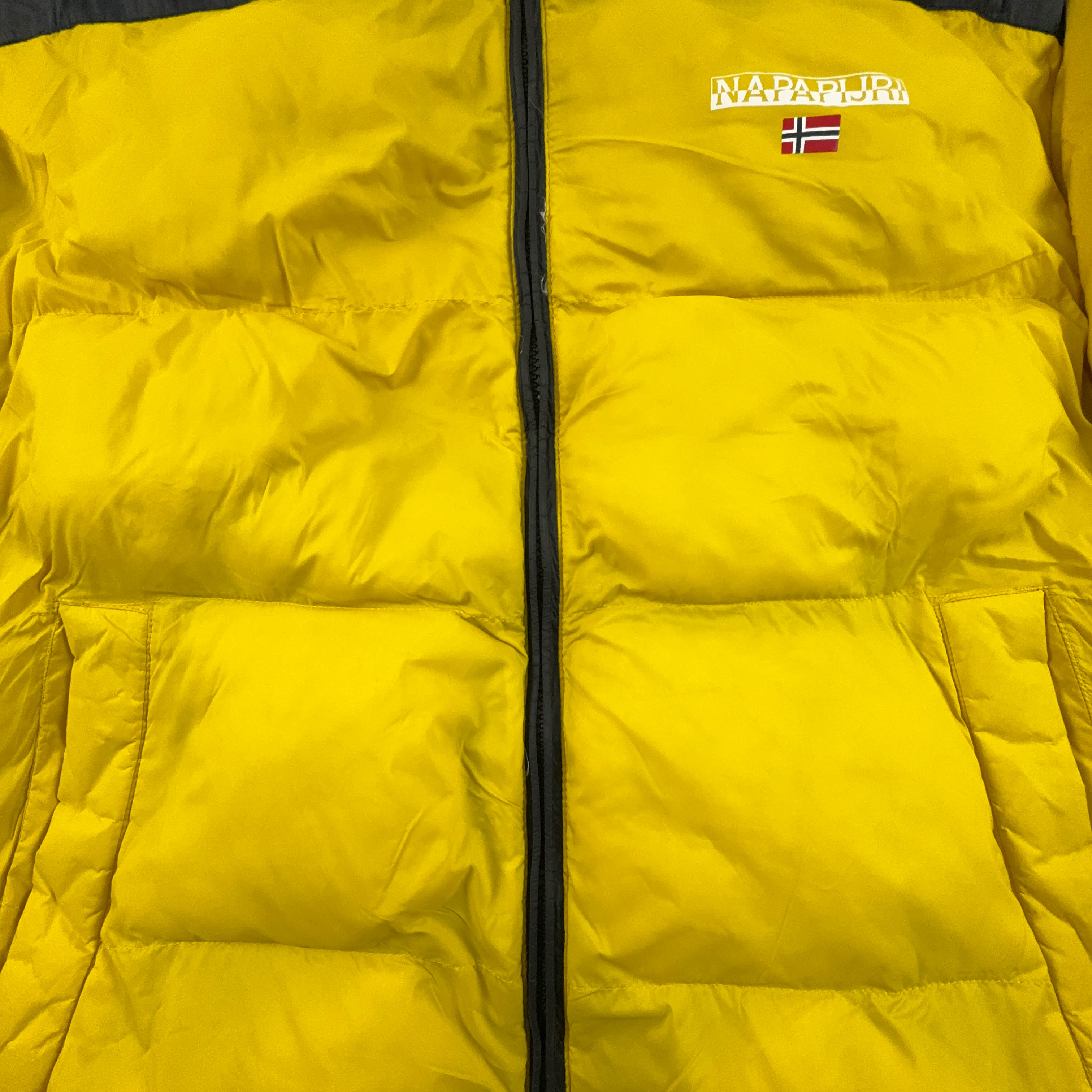 Giubbotto Napapijri giallo e nero imbottito con zip - Taglia XL uomo