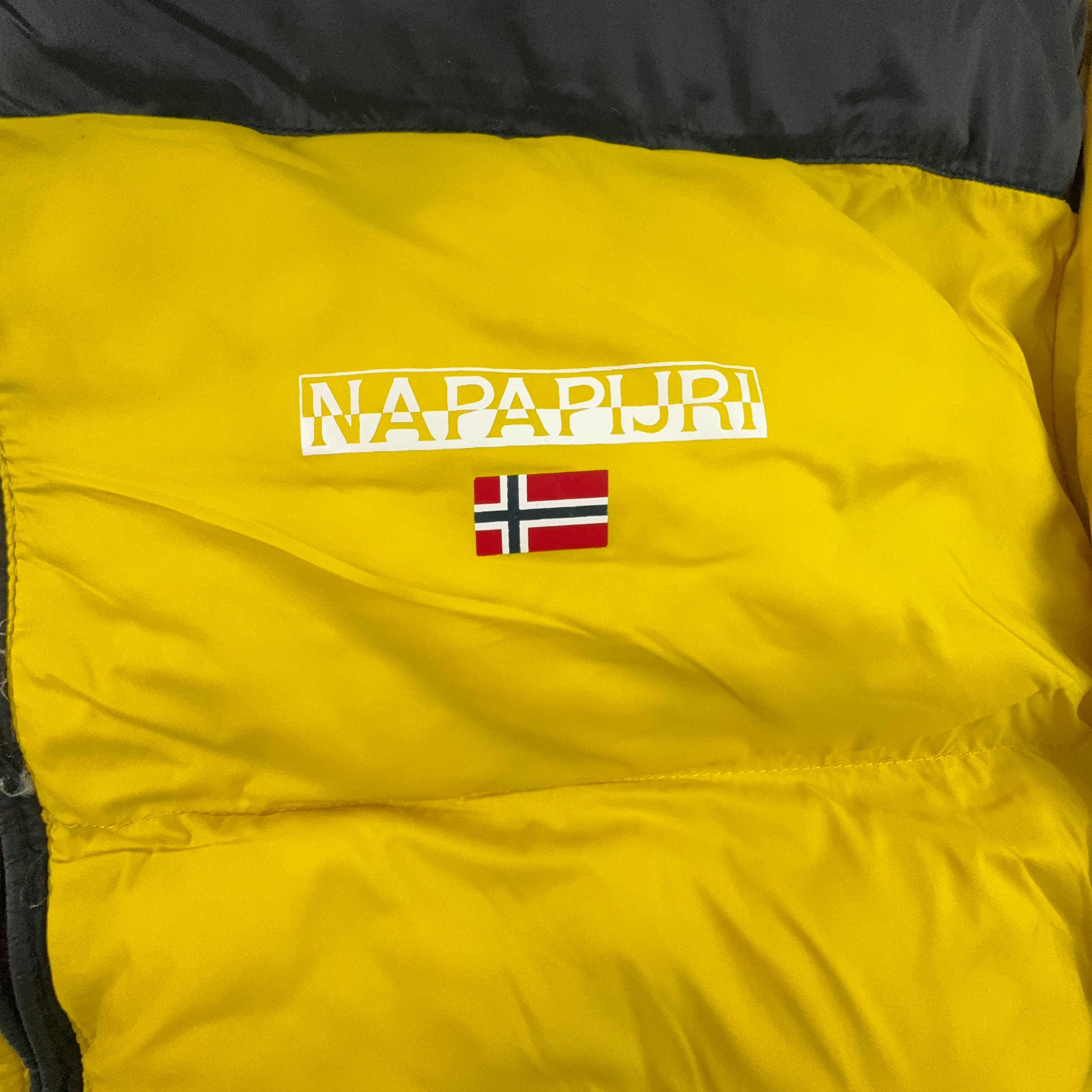 Giubbotto Napapijri giallo e nero imbottito con zip - Taglia XL uomo