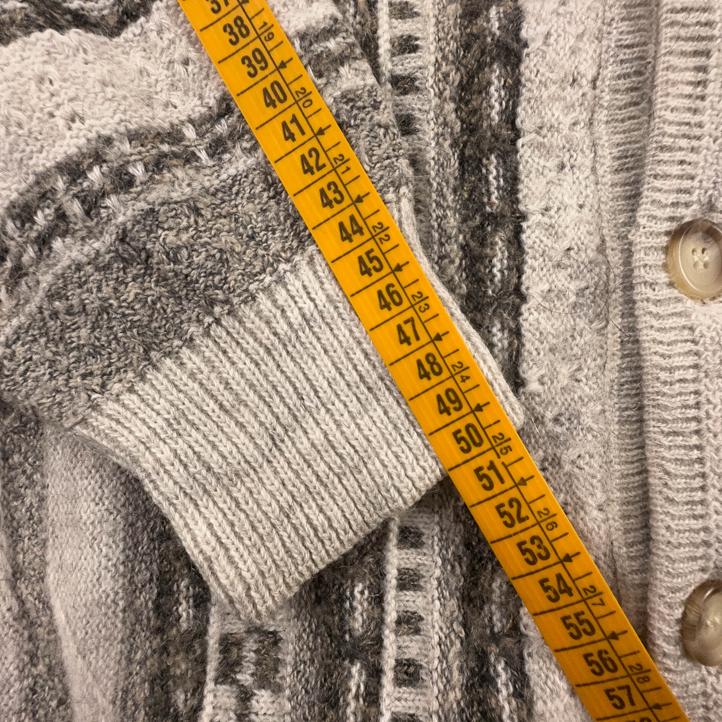 Cardigan Vintage crema e verde a righe 37% lana e alpaca anni 80 90 - Taglia M/L uomo