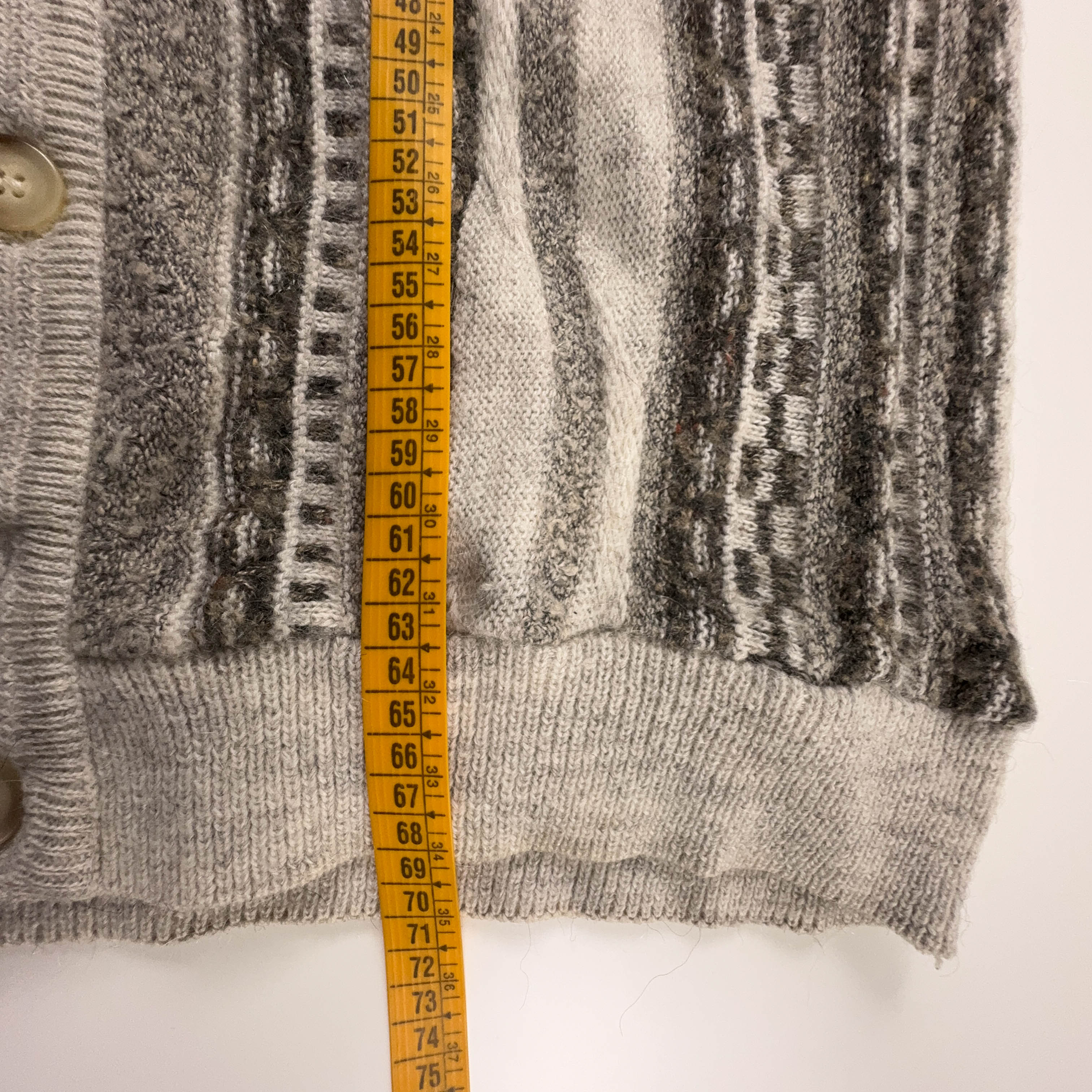 Cardigan Vintage crema e verde a righe 37% lana e alpaca anni 80 90 - Taglia M/L uomo