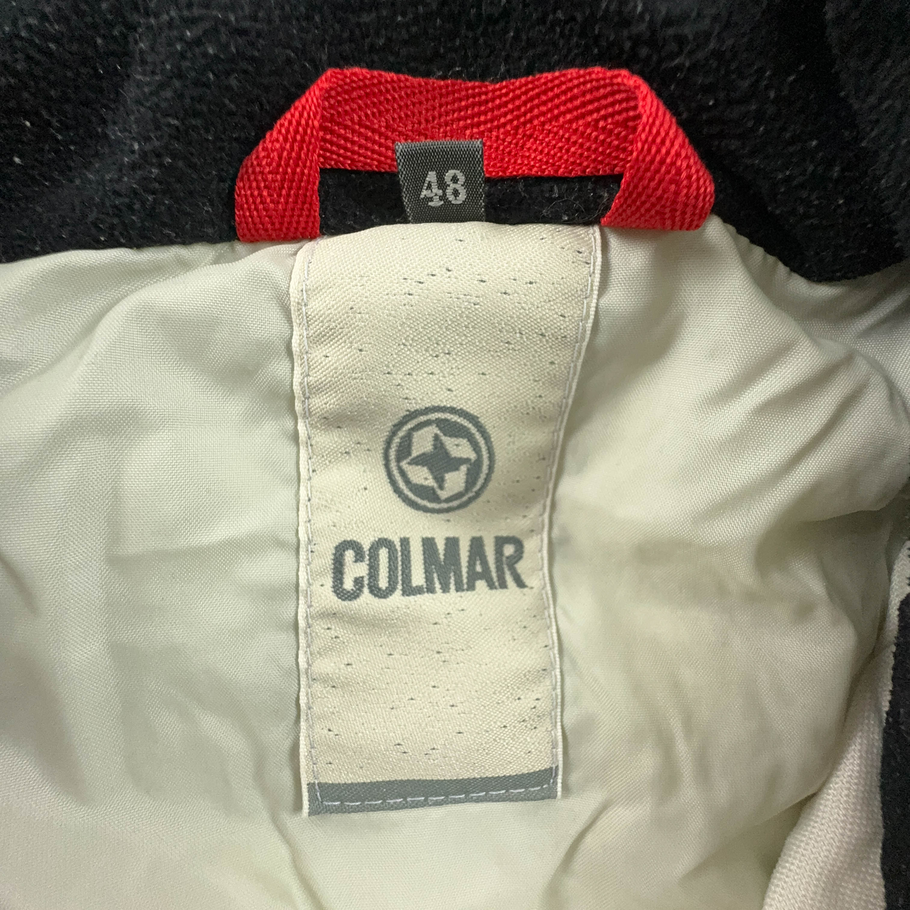 Giacca da Sci/Snowboard Colmar Vintage bianca e grigia con zip e cappuccio - Taglia 48 uomo