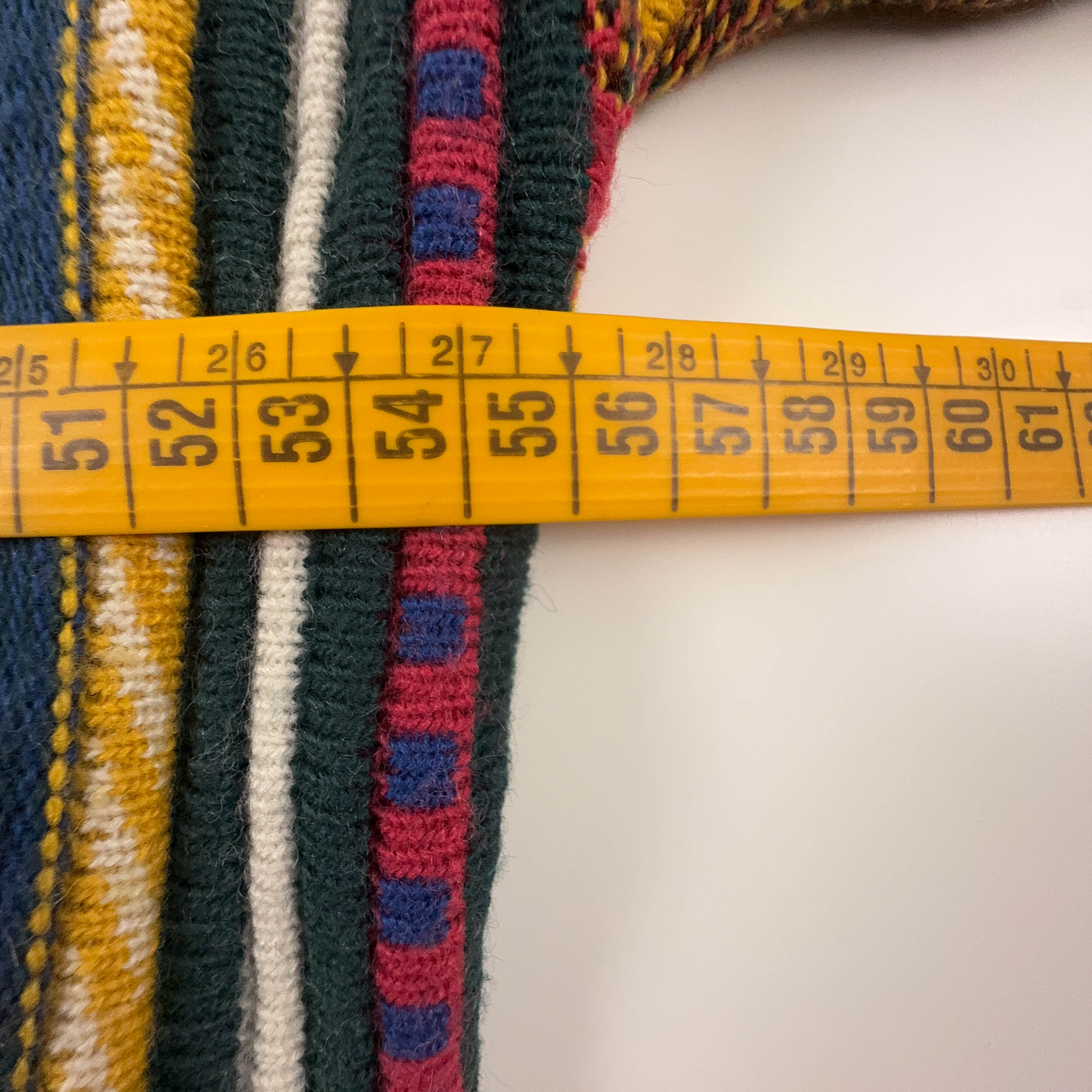 Maglione Vintage blu fantasia multicolore 30% lana anni 80 90 - Taglia 48/50 uomo