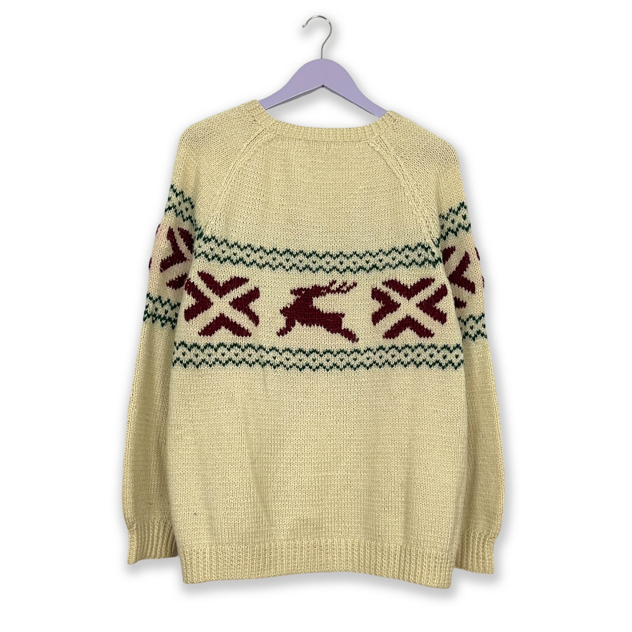 Vintage Beige Wool Blend Crewneck Sweater - Size L/XL Men