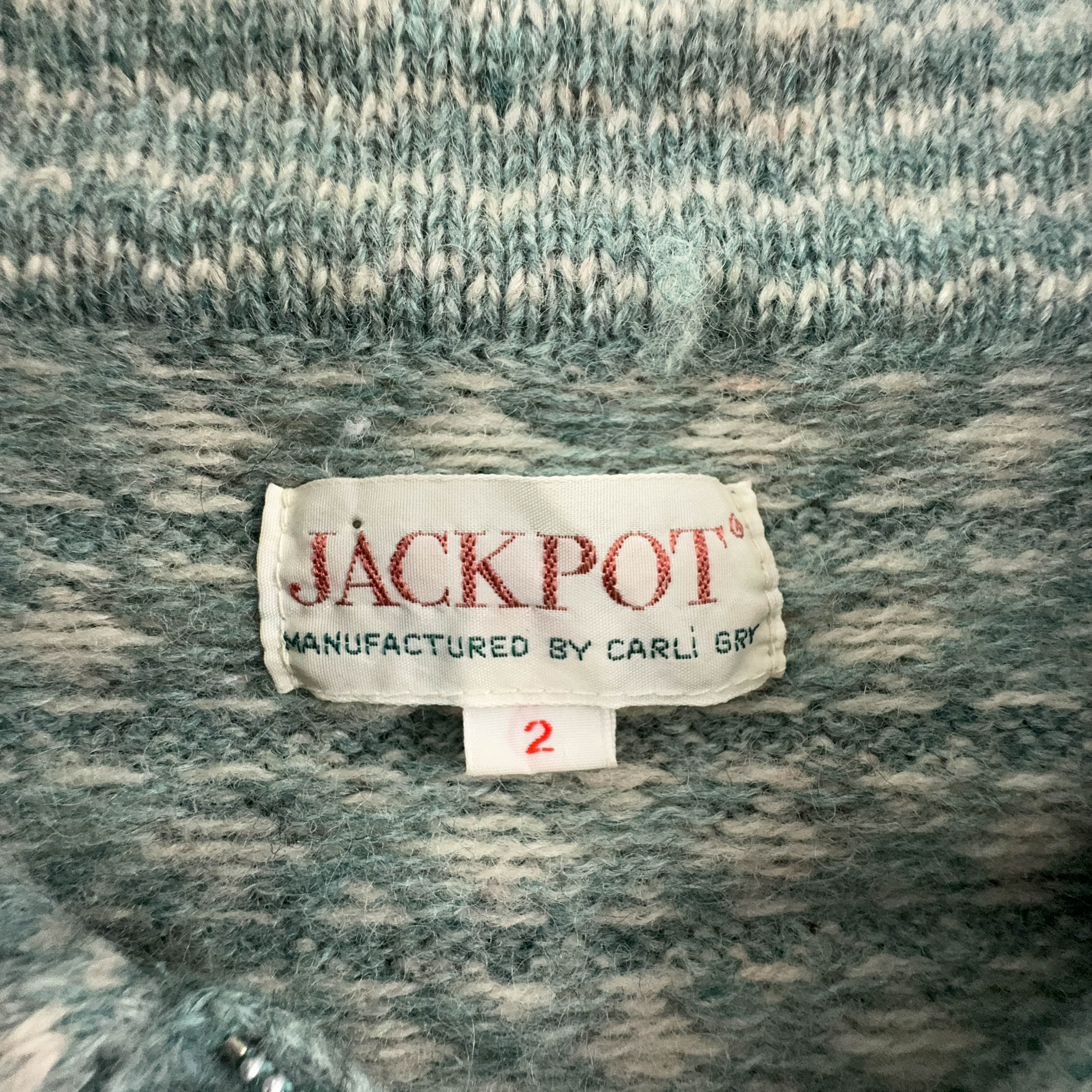 Vintage Sweater Light Blue and Cream 100% Wool Quarter Zip - Size L Men