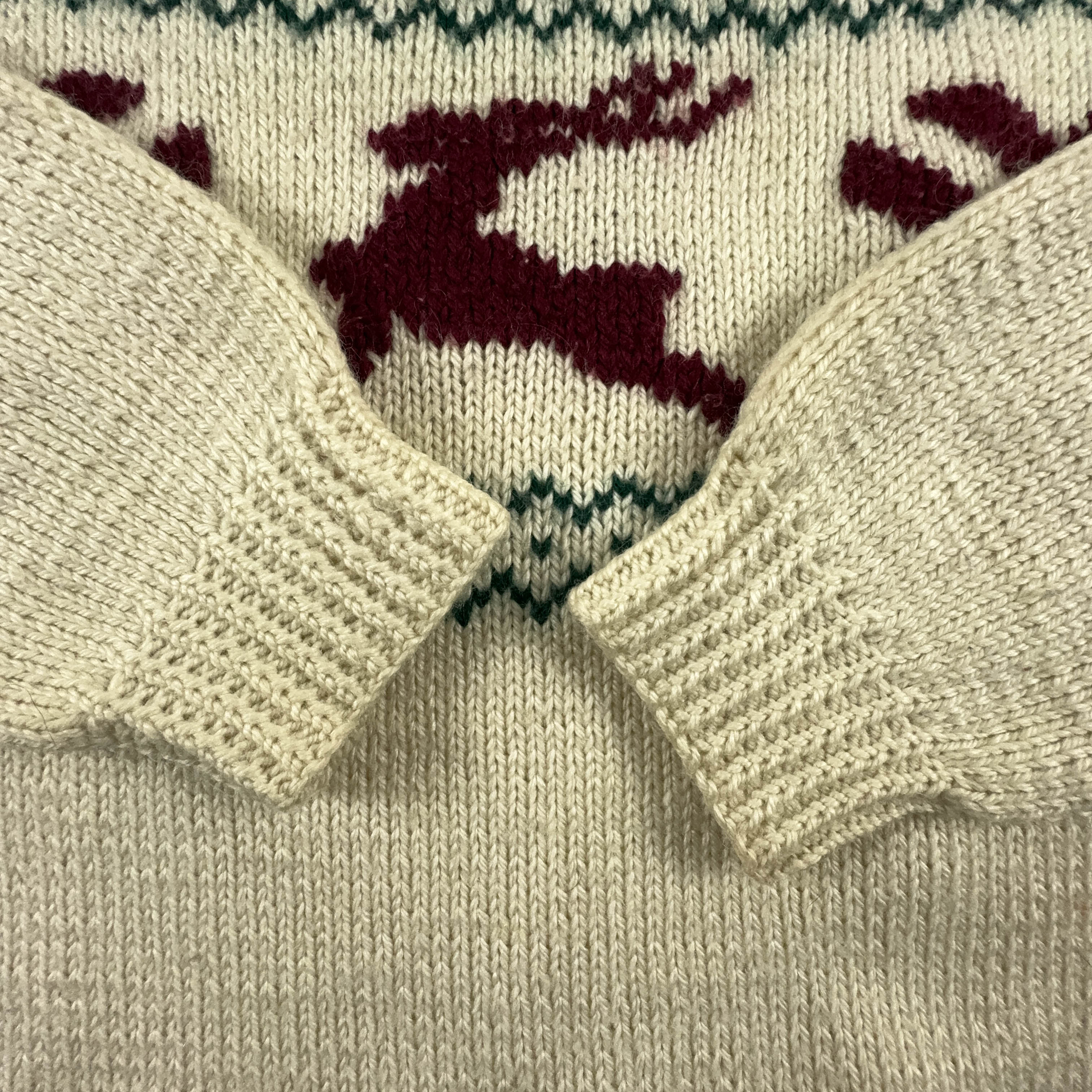 Vintage Beige Wool Blend Crewneck Sweater - Size L/XL Men