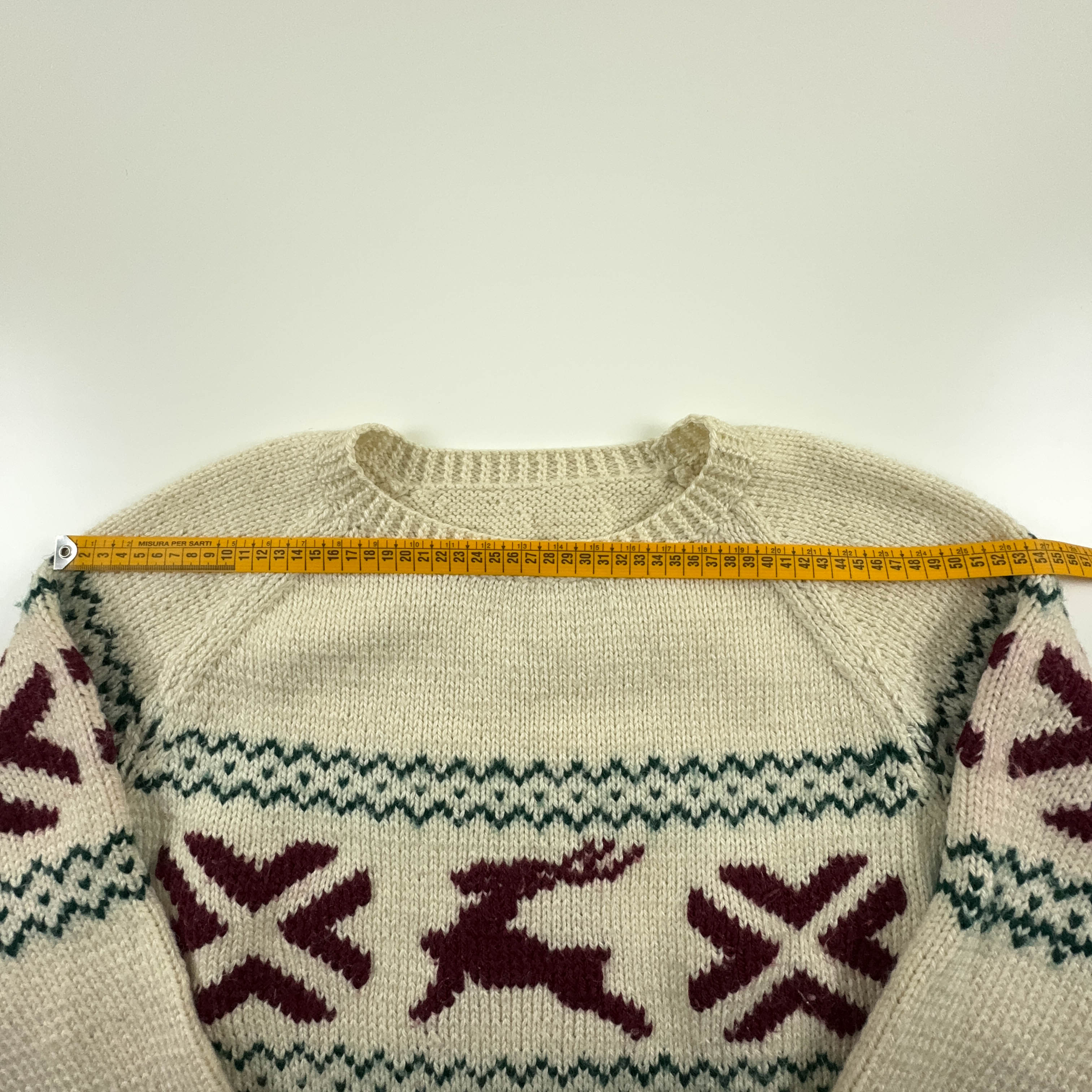 Vintage Beige Wool Blend Crewneck Sweater - Size L/XL Men