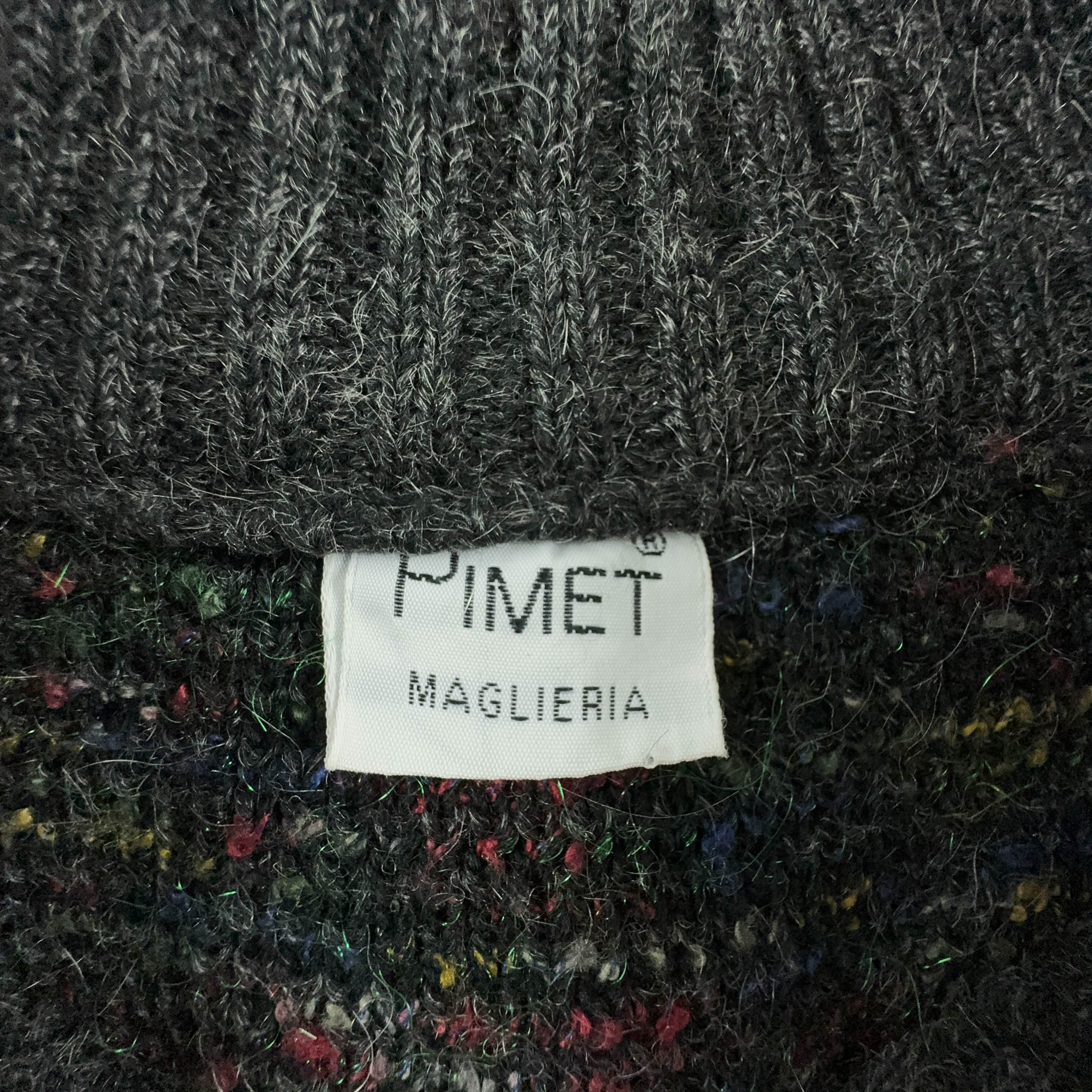 Vintage Grey Patterned Cardigan 40% Wool with Buttons - Size L/XL Men