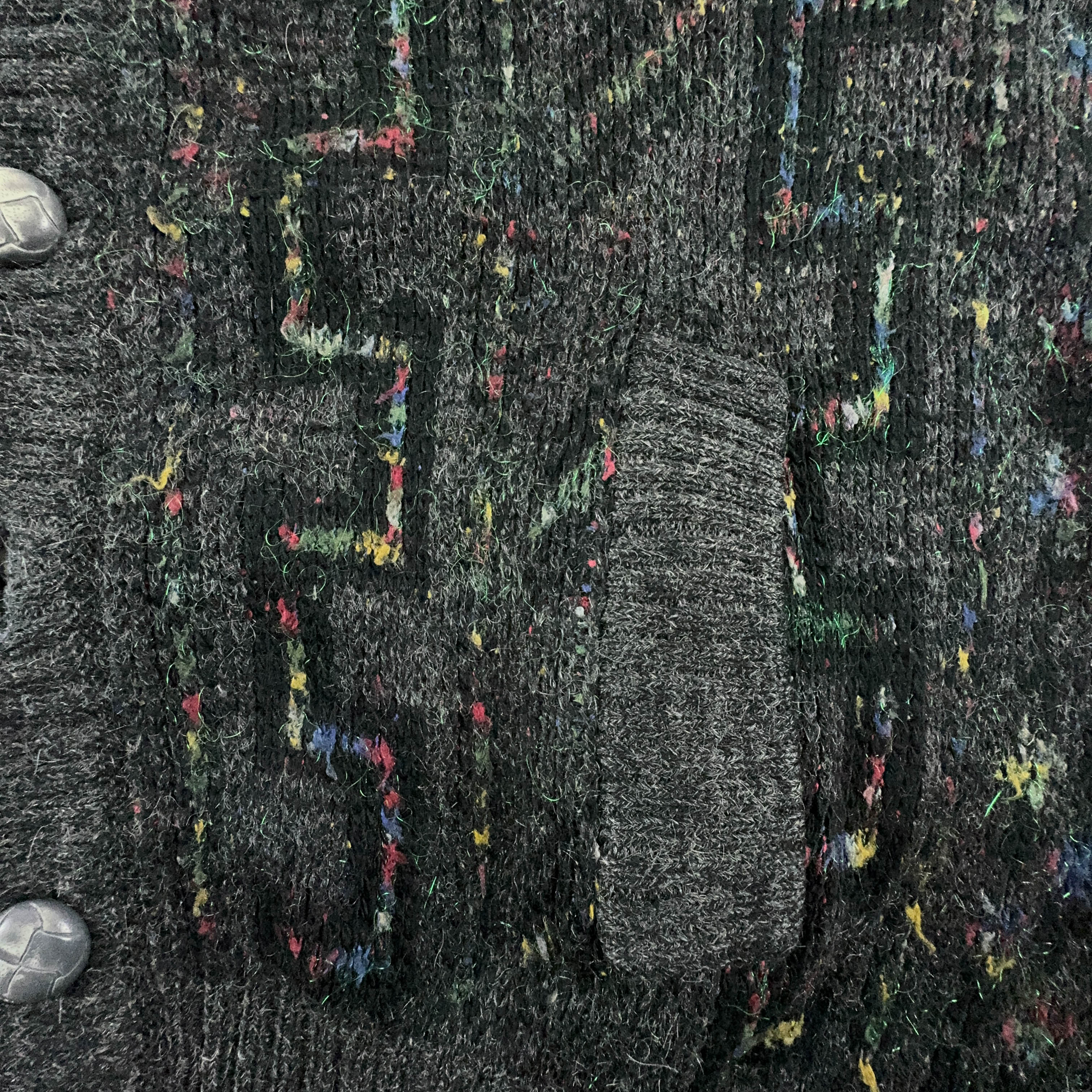 Vintage Grey Patterned Cardigan 40% Wool with Buttons - Size L/XL Men