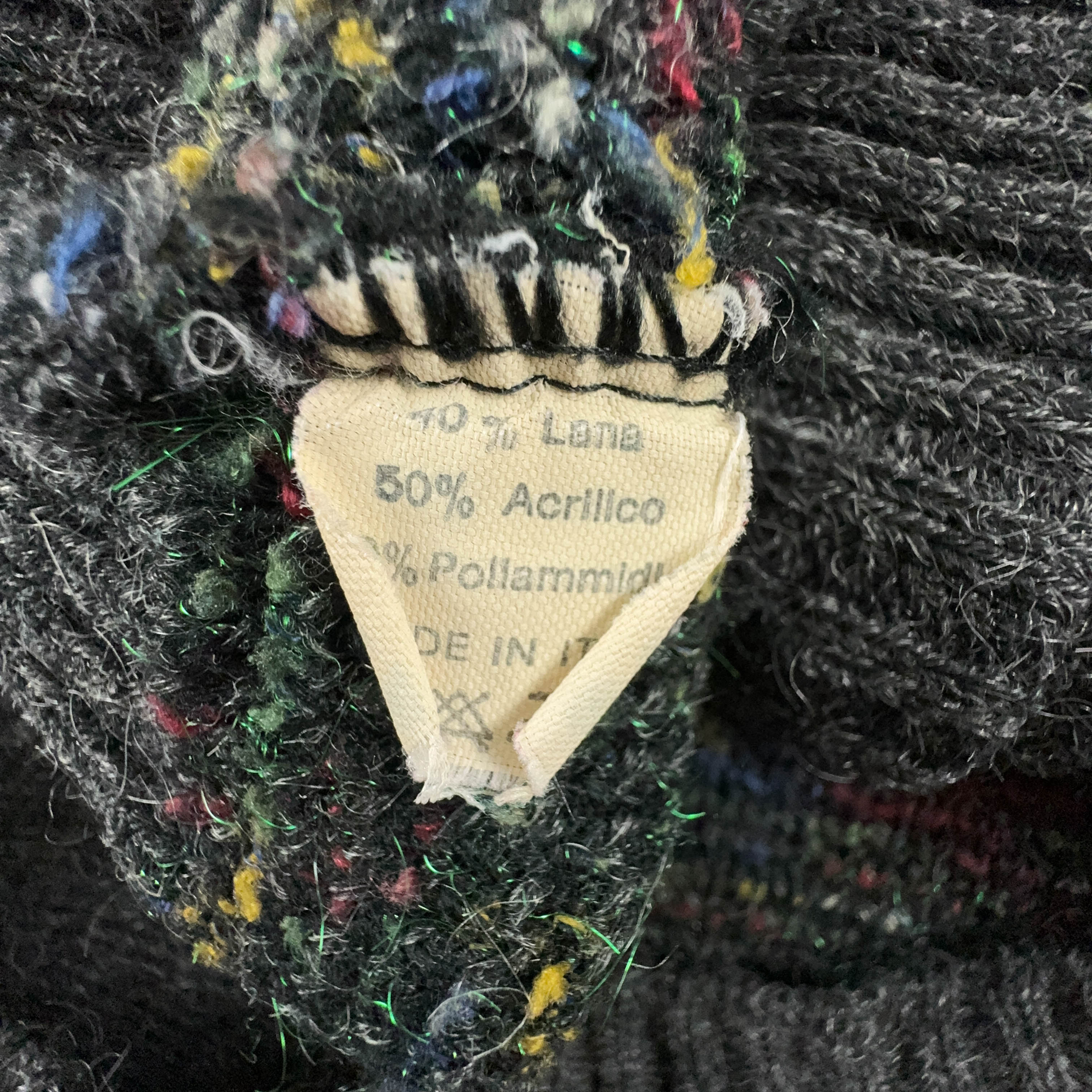 Vintage Grey Patterned Cardigan 40% Wool with Buttons - Size L/XL Men