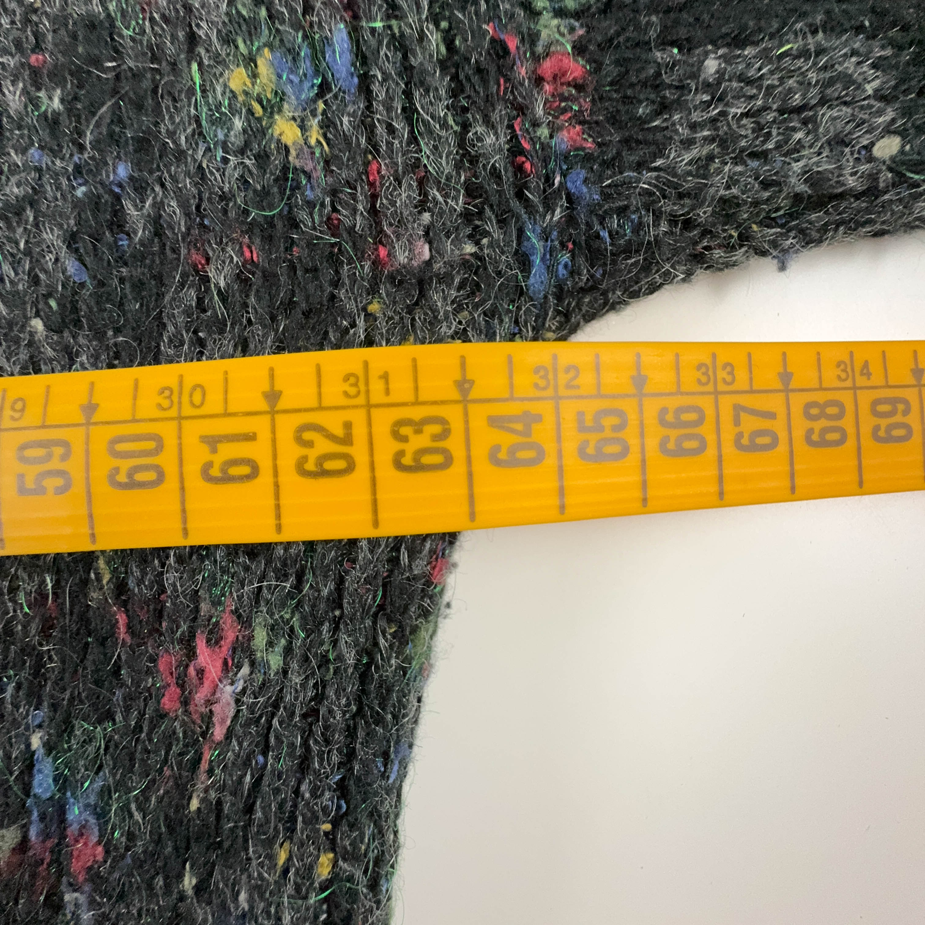 Vintage Grey Patterned Cardigan 40% Wool with Buttons - Size L/XL Men