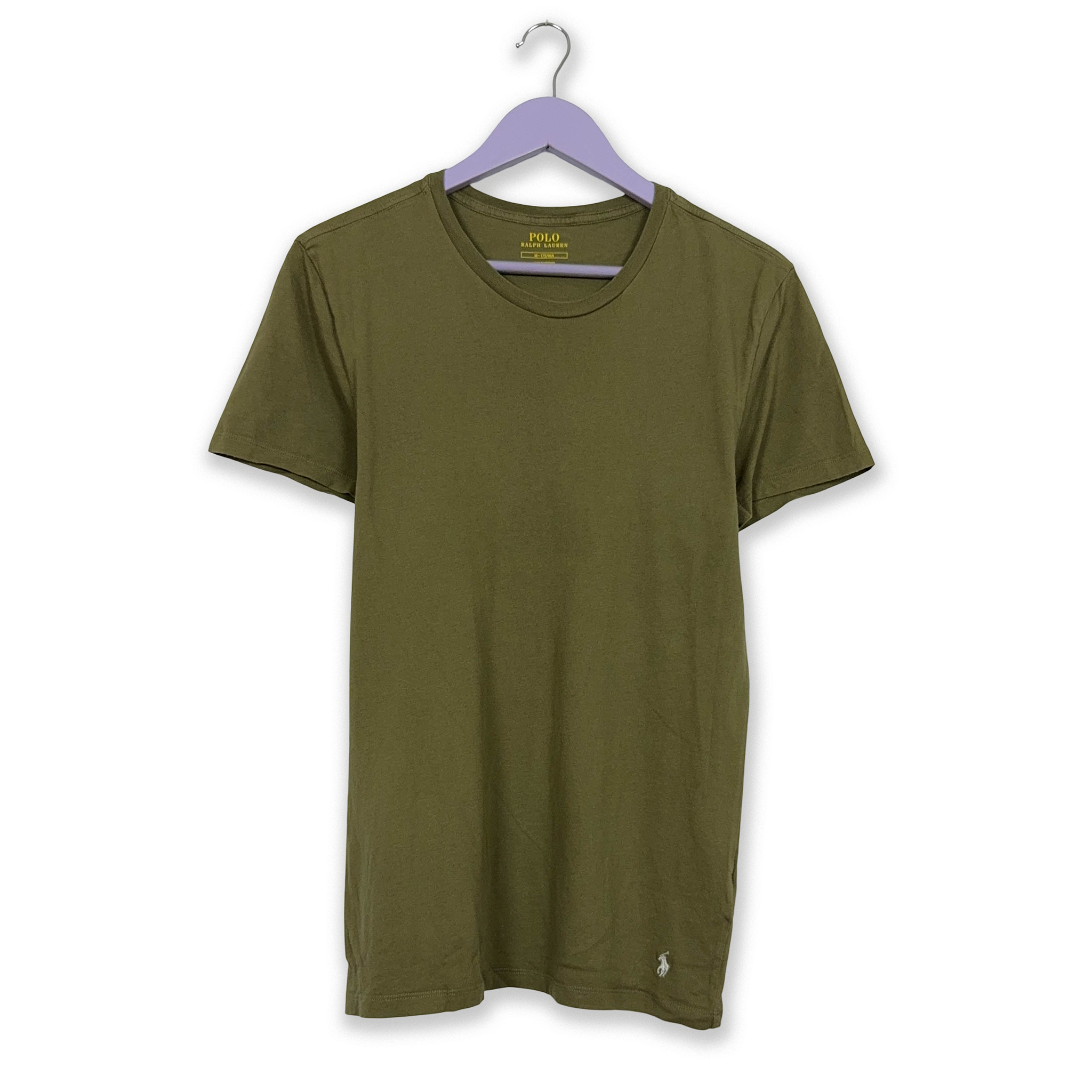 Ralph Lauren Khaki Green Crew Neck Cotton T-Shirt - Size M 175 Men's