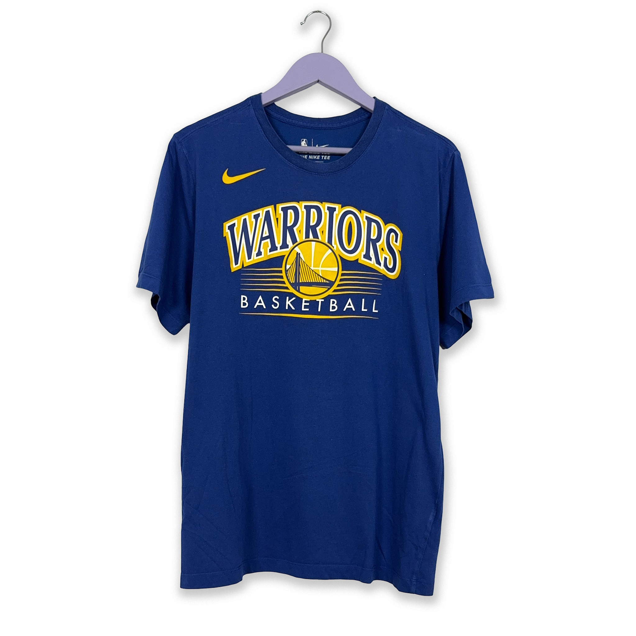 Nike Warriors Blue Crew Neck Cotton T-Shirt - Men's Size Large