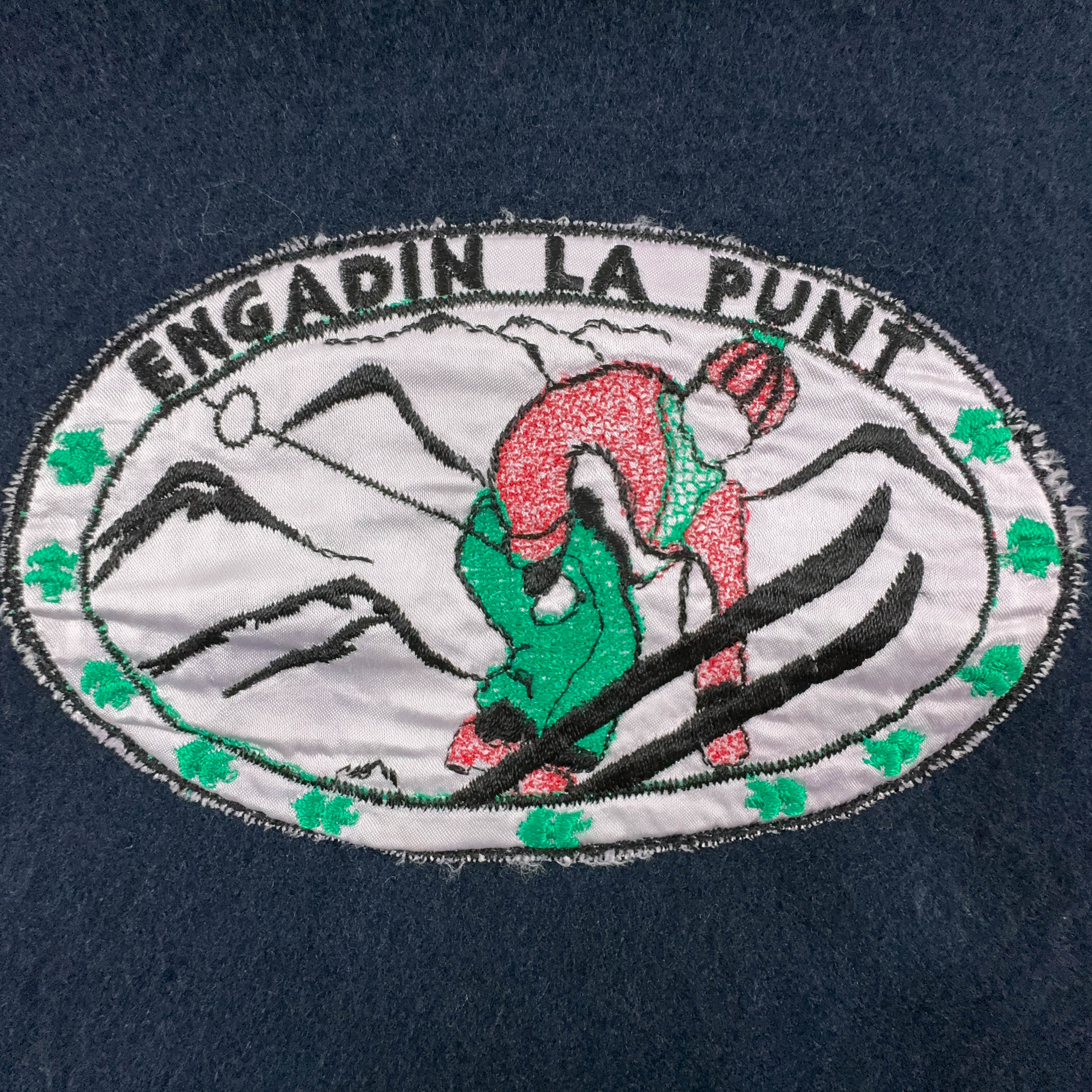 Dark Blue Vintage Sweater 50% Cotton Crew Neck with Patch - Size M/L Men