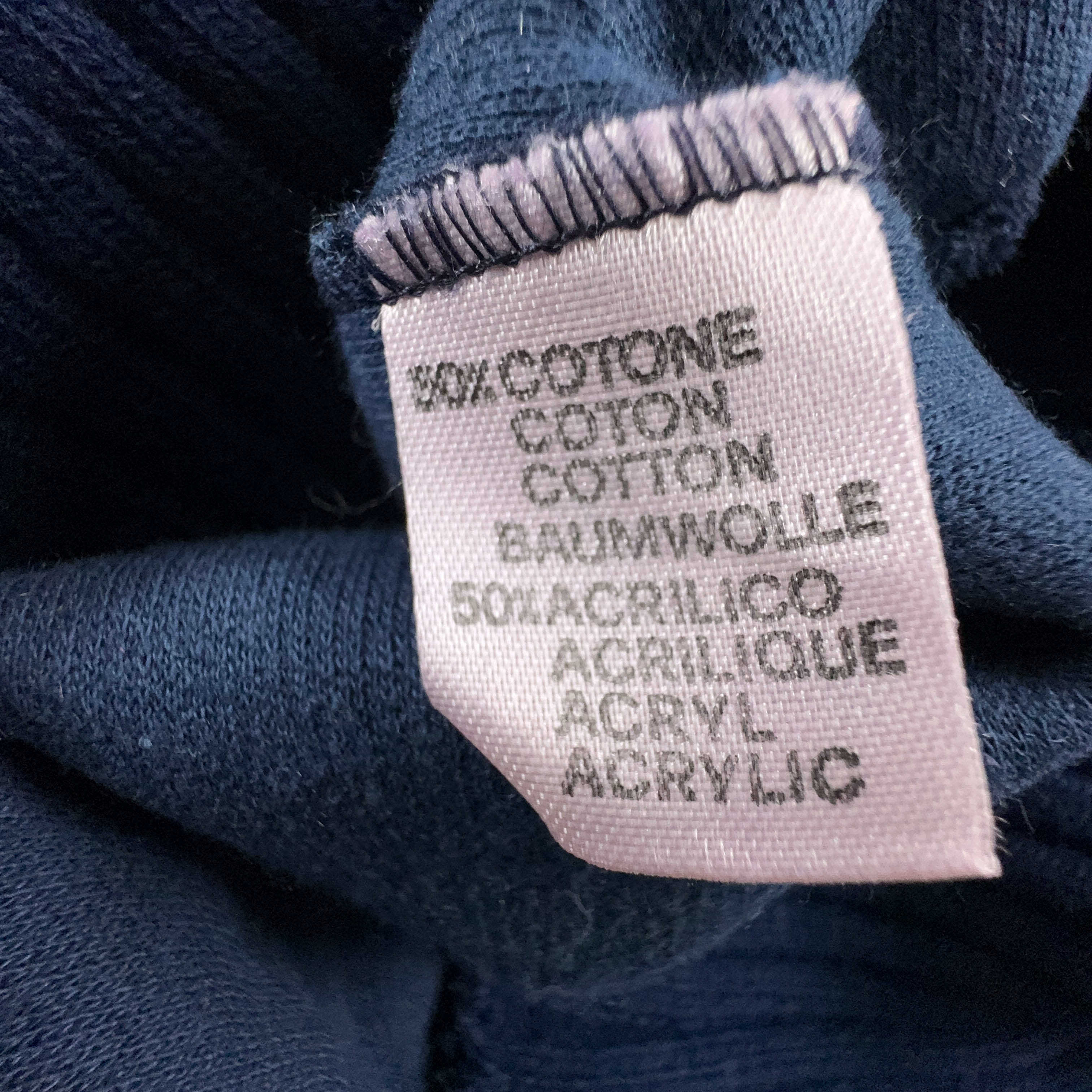 Dark Blue Vintage Sweater 50% Cotton Crew Neck with Patch - Size M/L Men