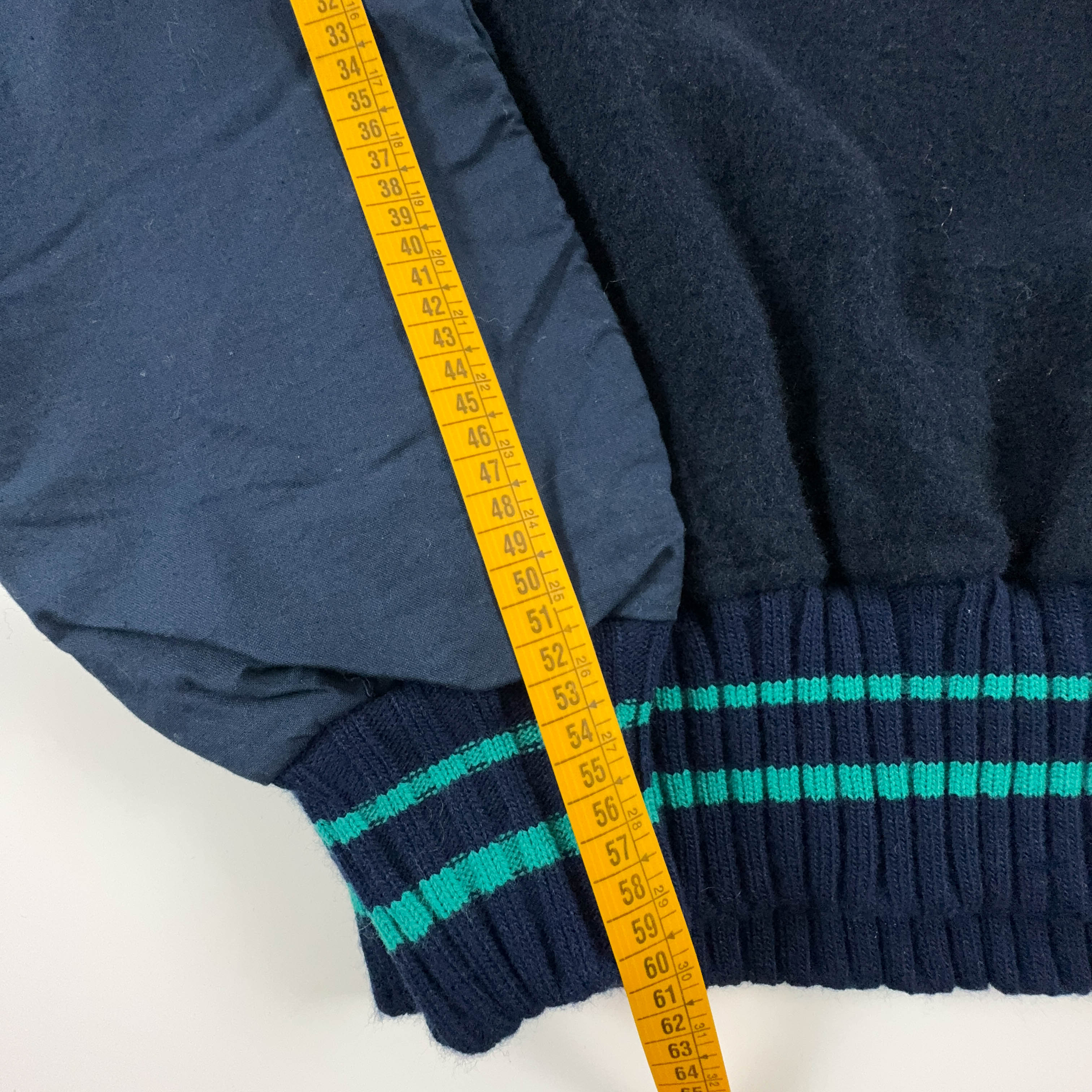 Dark Blue Vintage Sweater 50% Cotton Crew Neck with Patch - Size M/L Men