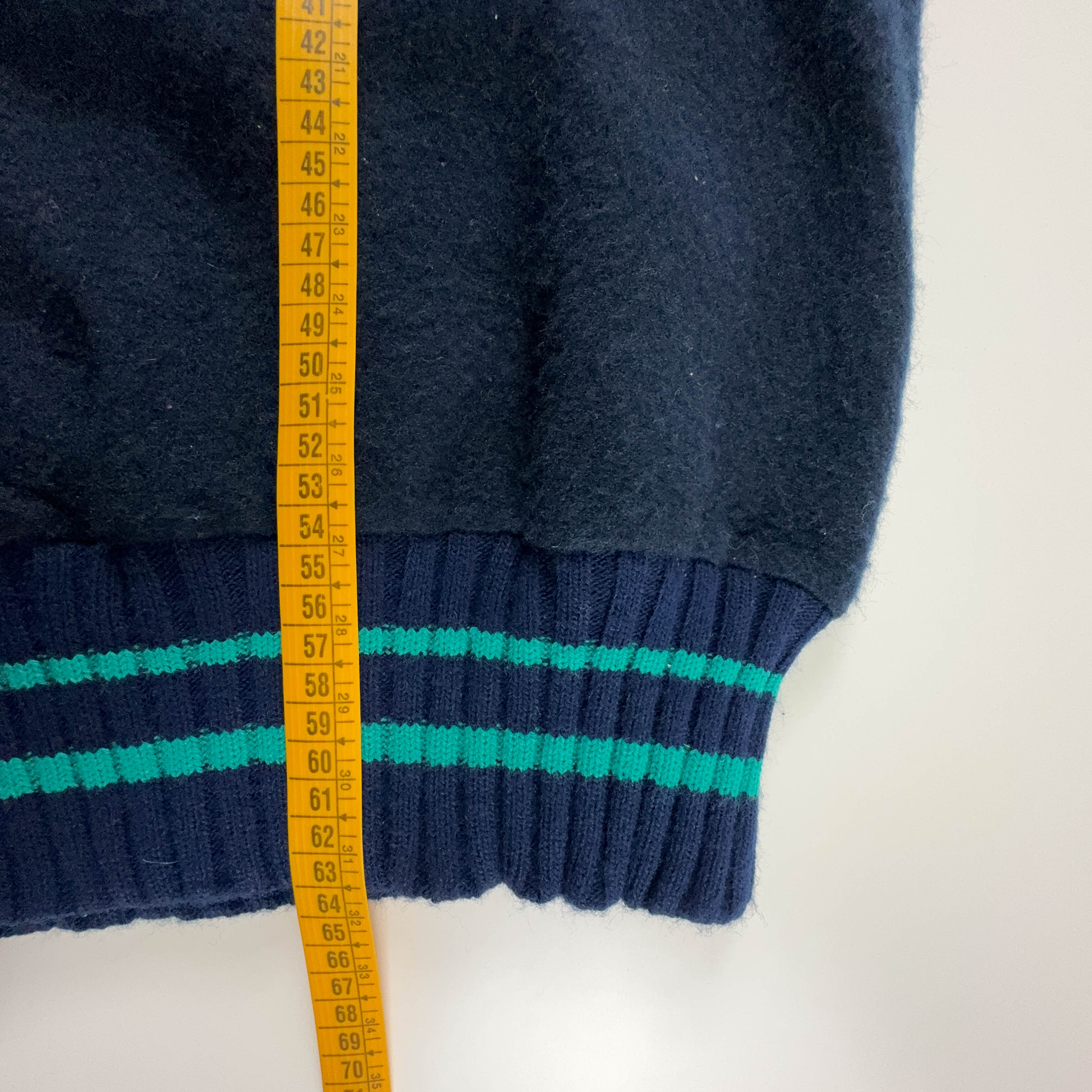 Dark Blue Vintage Sweater 50% Cotton Crew Neck with Patch - Size M/L Men