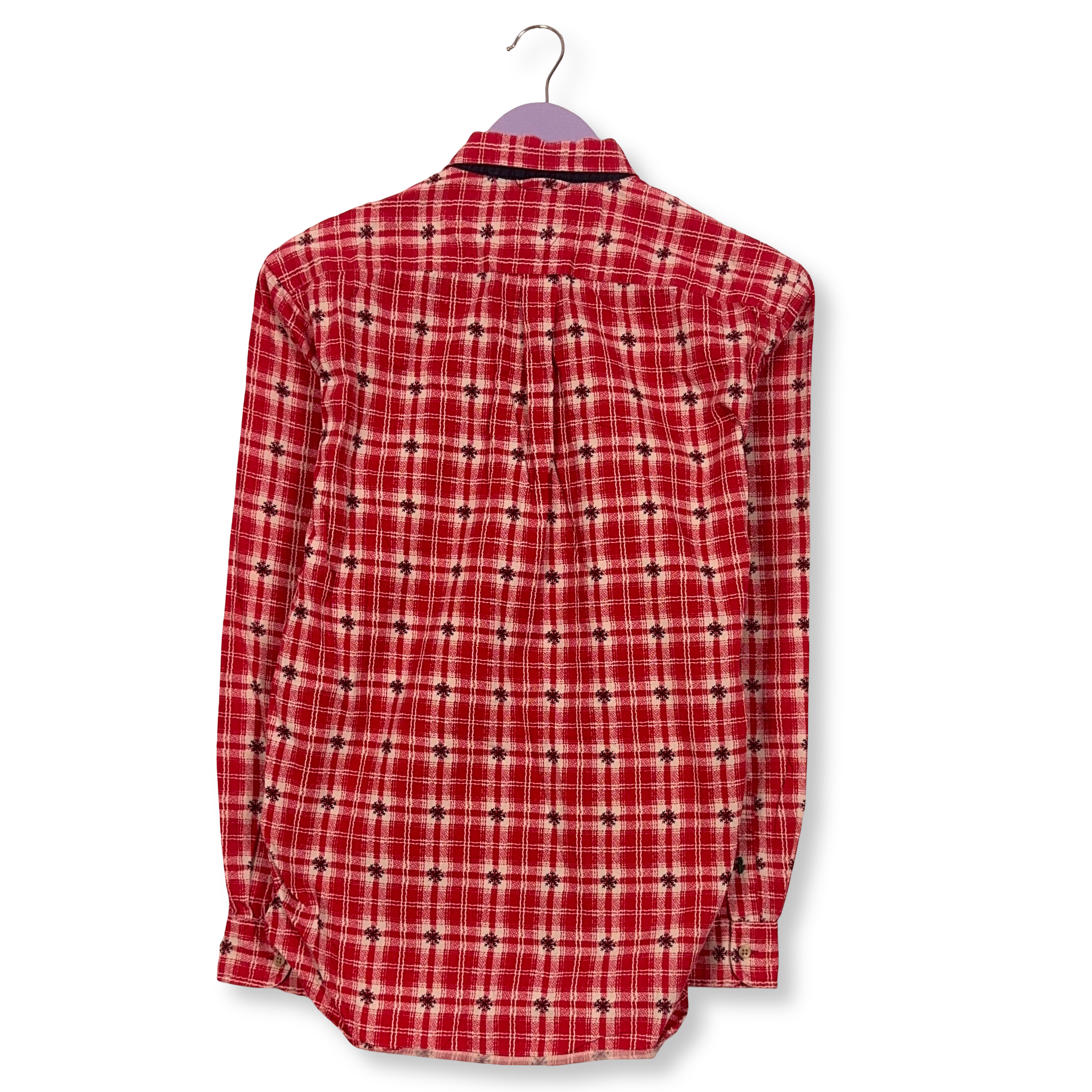 Camicia Tommy Hilfiger rossa e bianca a quadri natalizia in cotone - Taglia S uomo