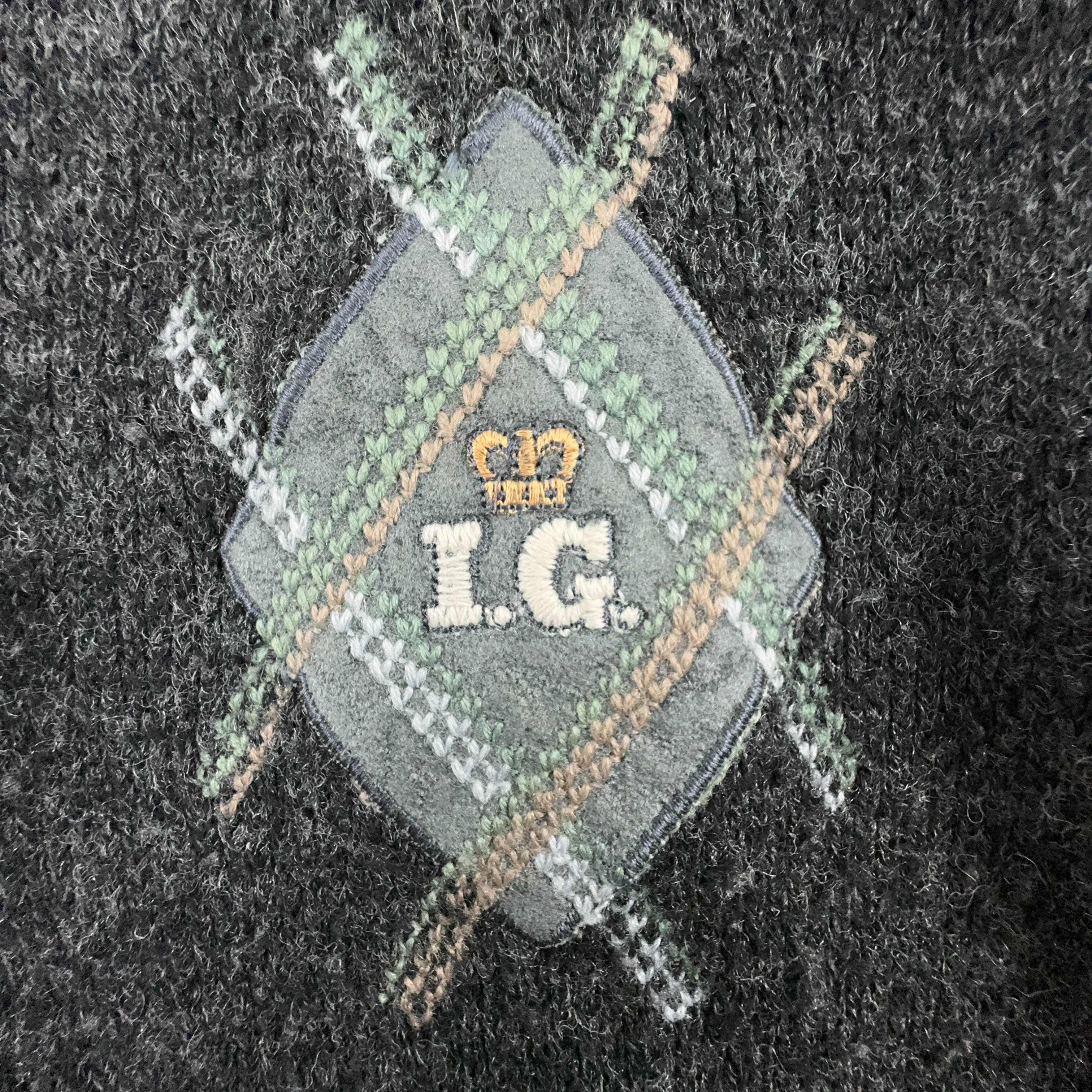 Vintage Cardigan Grey 30% Wool with Embroidery and Buttons - Size 54 Men