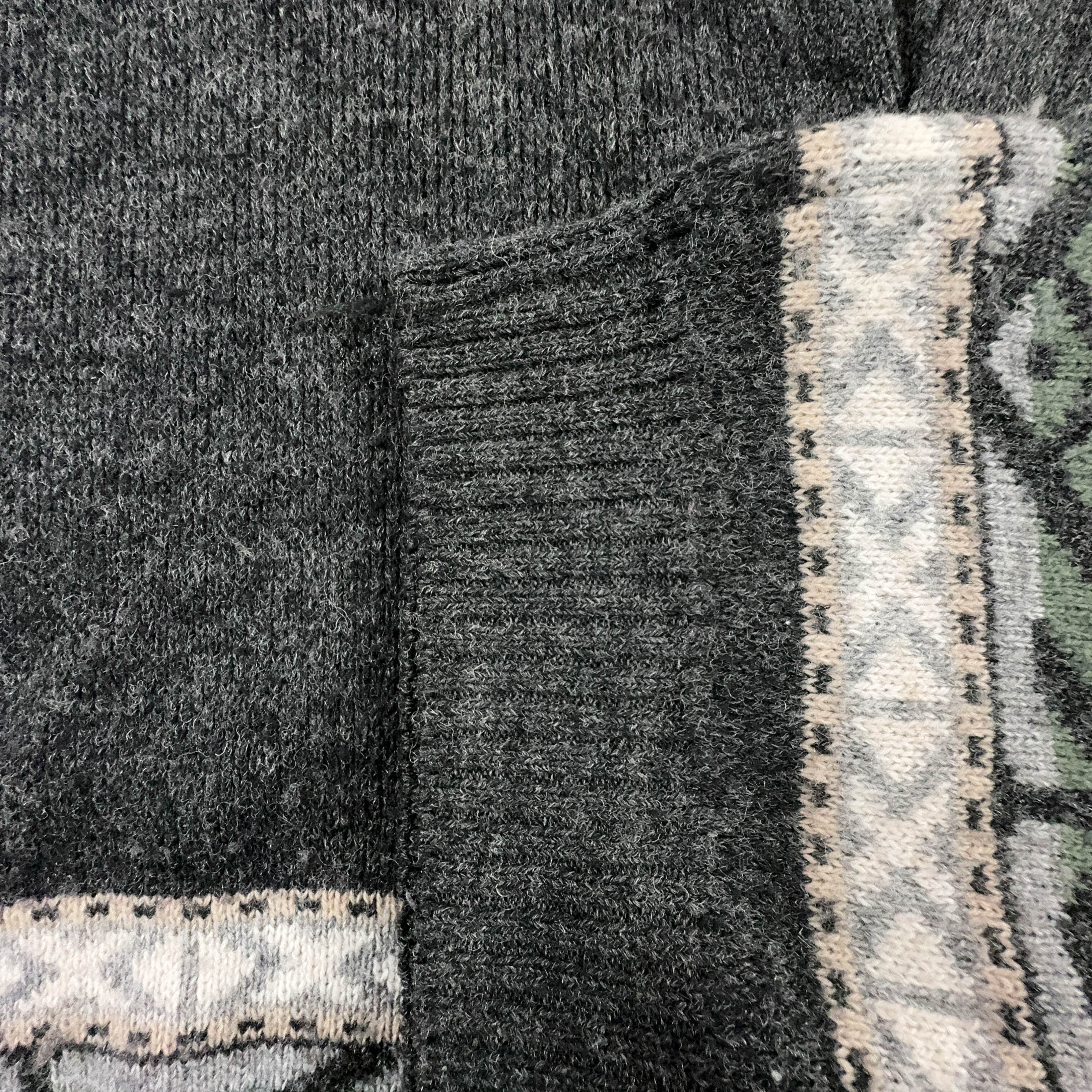 Vintage Cardigan Grey 30% Wool with Embroidery and Buttons - Size 54 Men