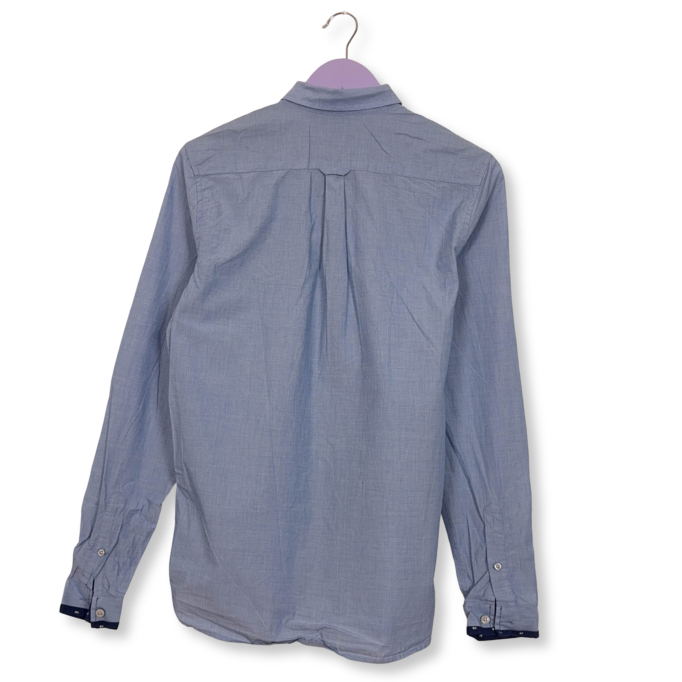 Camicia Fred Perry azzurra a tinta unita in cotone logo ricamato - Taglia S uomo