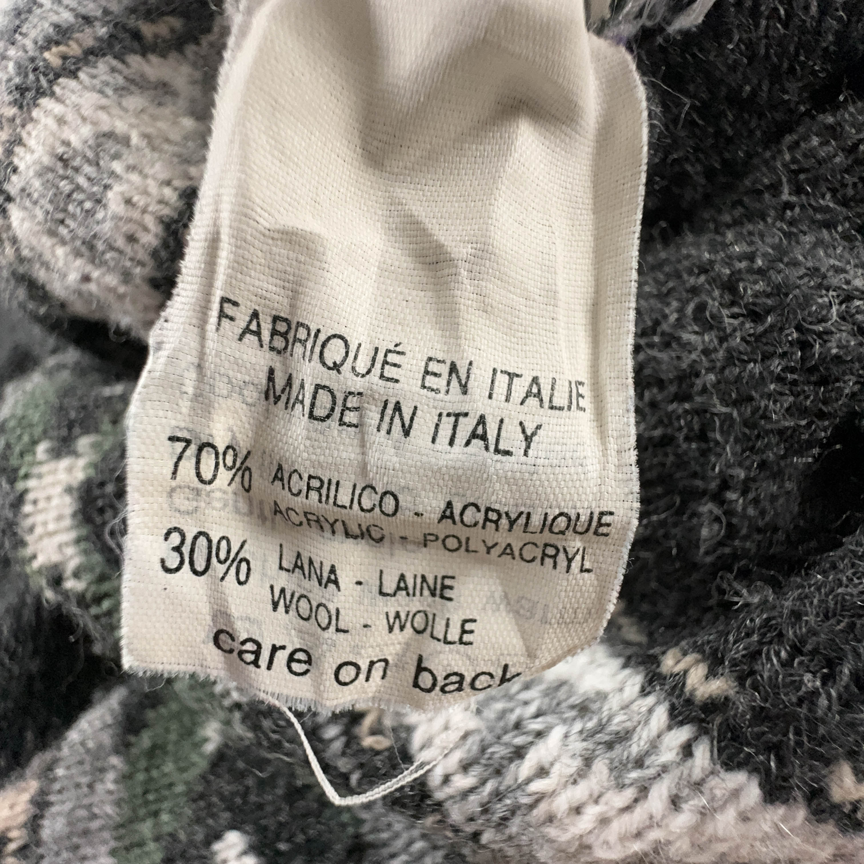 Vintage Cardigan Grey 30% Wool with Embroidery and Buttons - Size 54 Men