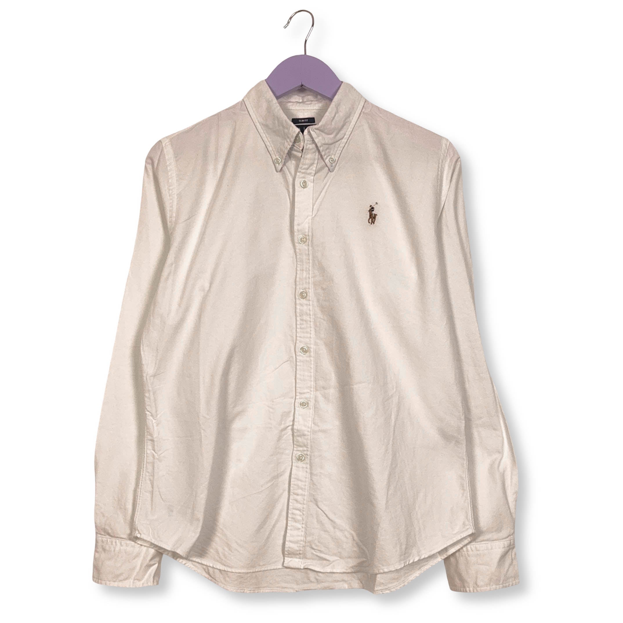 Camicia Ralph Lauren bianca a tinta unita in cotone logo ricamato - Taglia S/M uomo