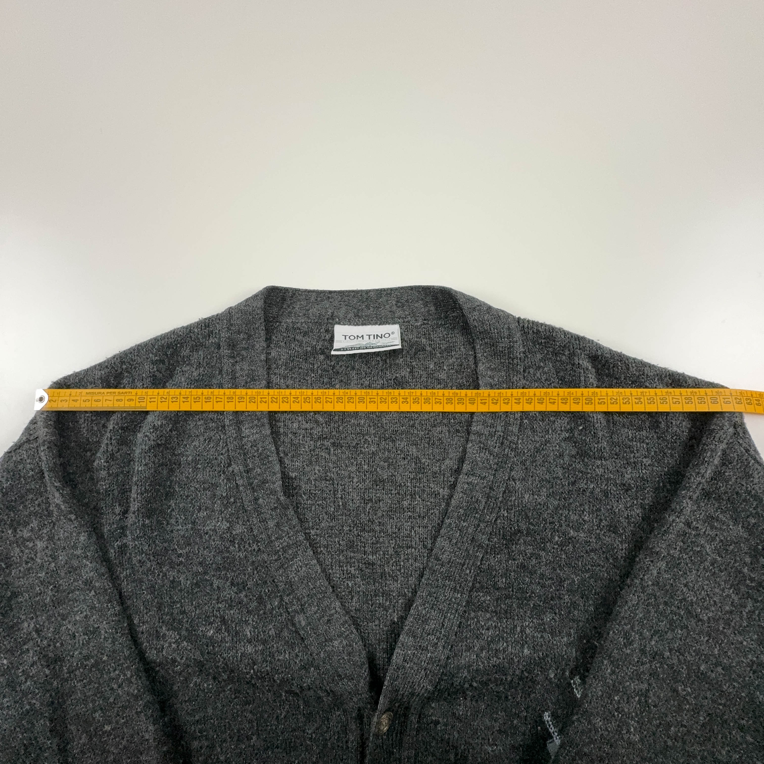 Vintage Cardigan Grey 30% Wool with Embroidery and Buttons - Size 54 Men