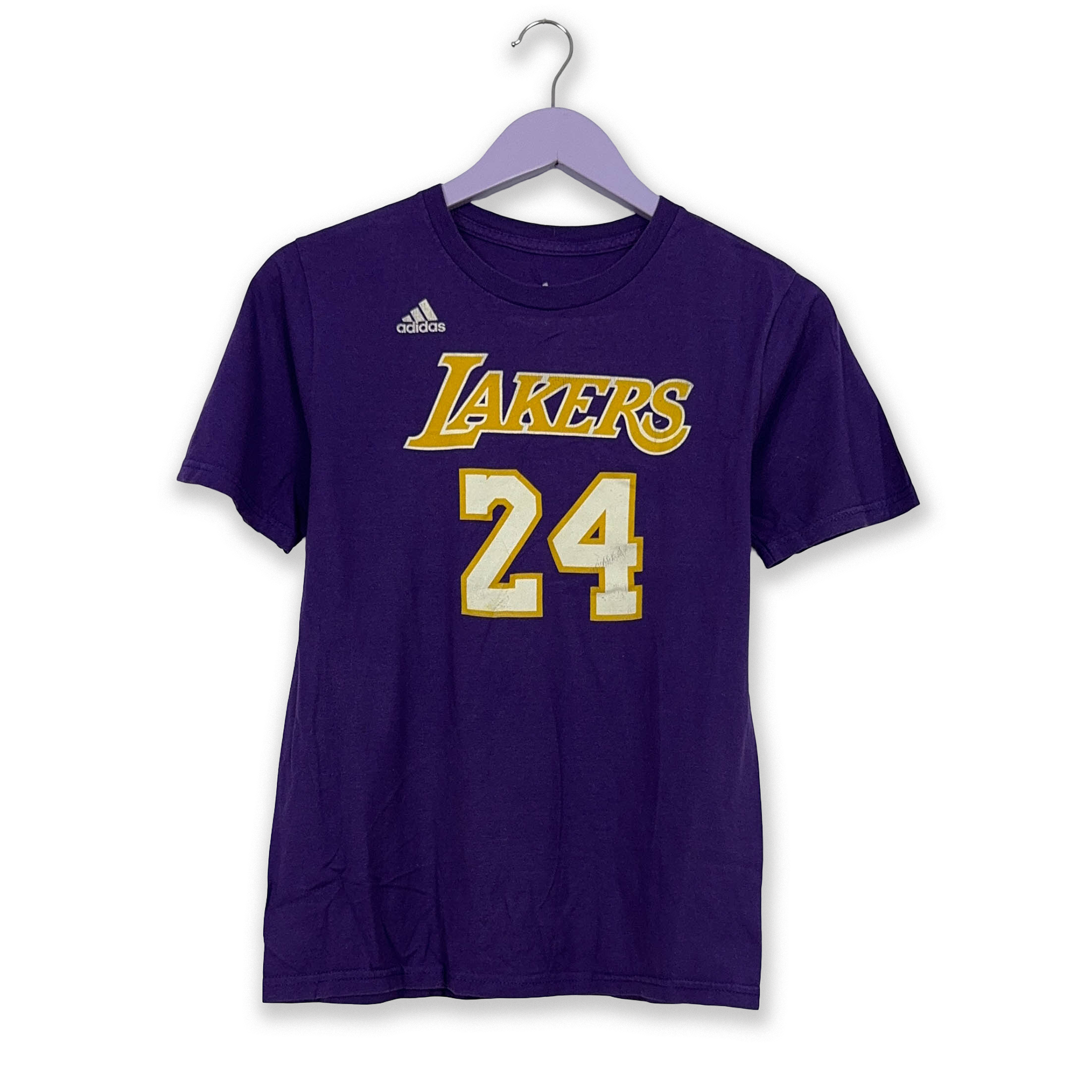 Adidas Lakers 24 Purple Crew Neck T-Shirt - Men's Size S