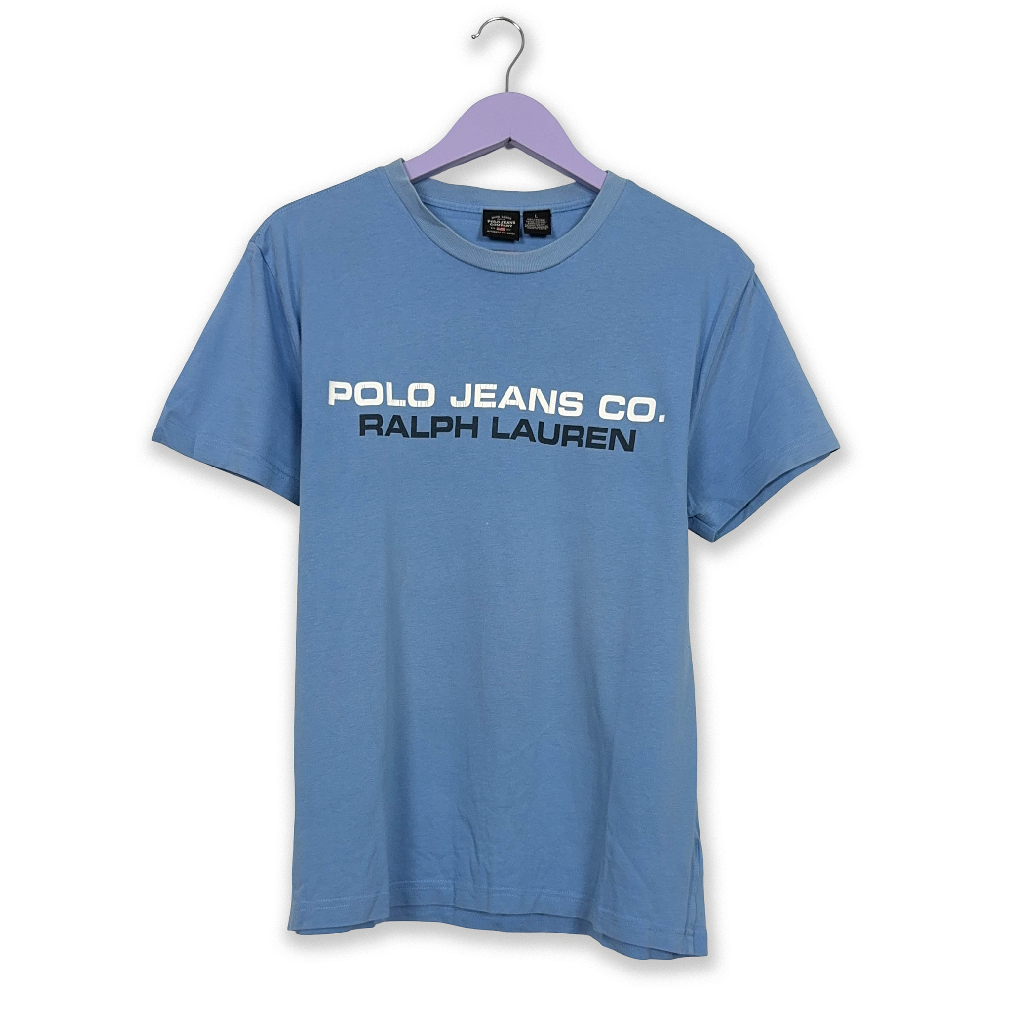 Ralph Lauren Light Blue Crew Neck Cotton T-Shirt - Men's Size Large