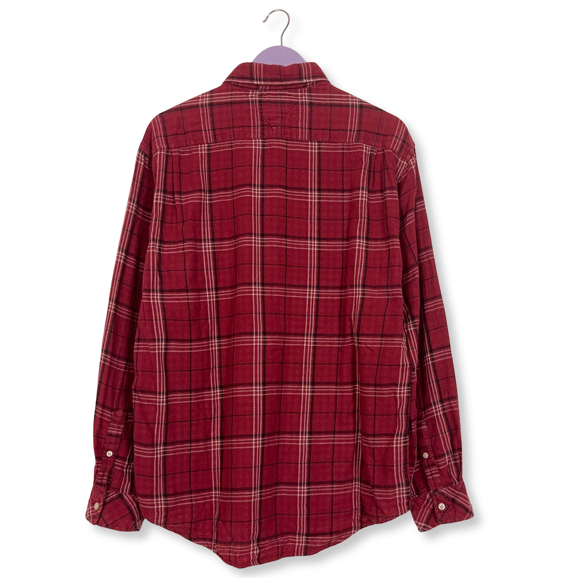 Camicia Tommy Hilfiger rossa e bianca a quadri in cotone - Taglia L uomo